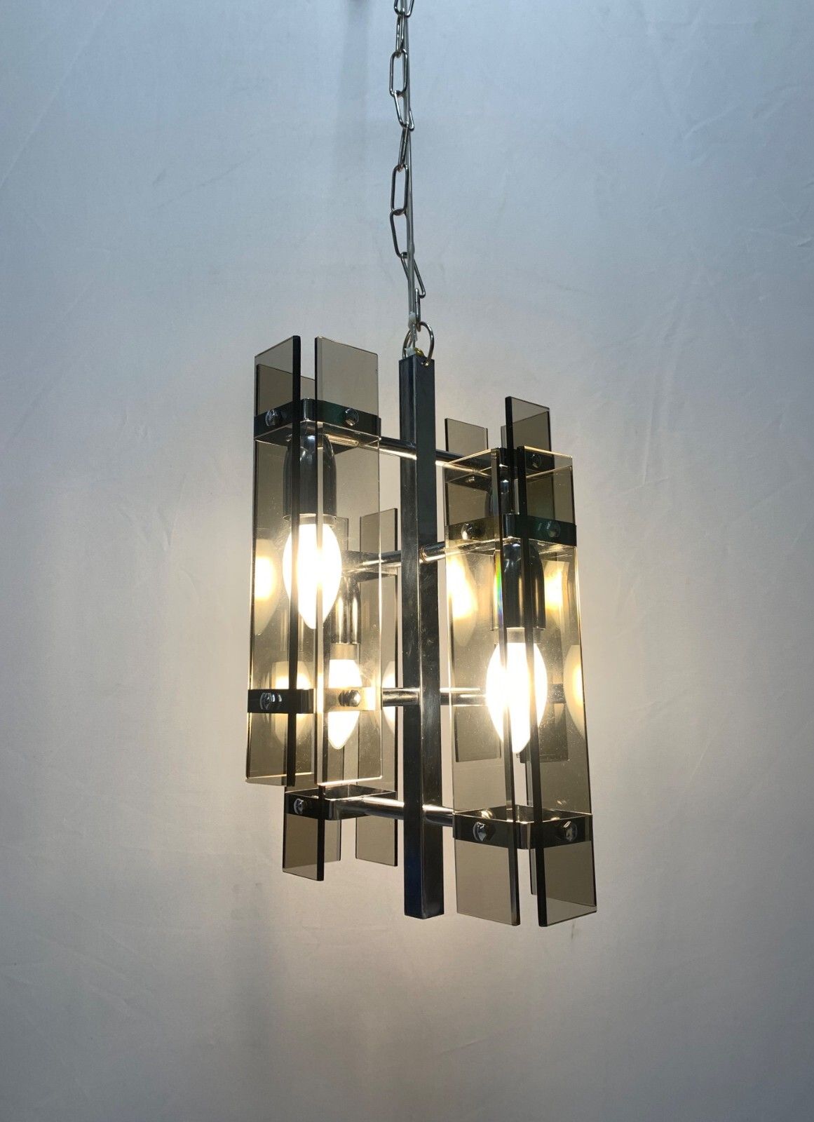 Vintage Hand Ground Glass Old Chandelier Pendant Made In Italy photo Lighting