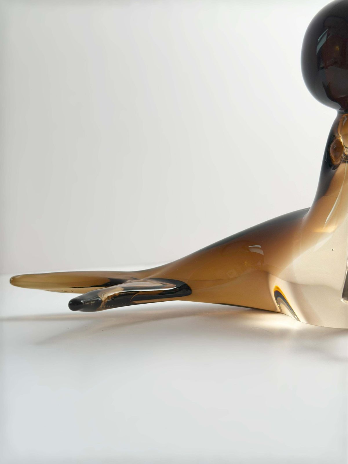 Murano Smoked Sommerso Glass Seal Sculpture, V. Nason, Italy  1970s photo Art