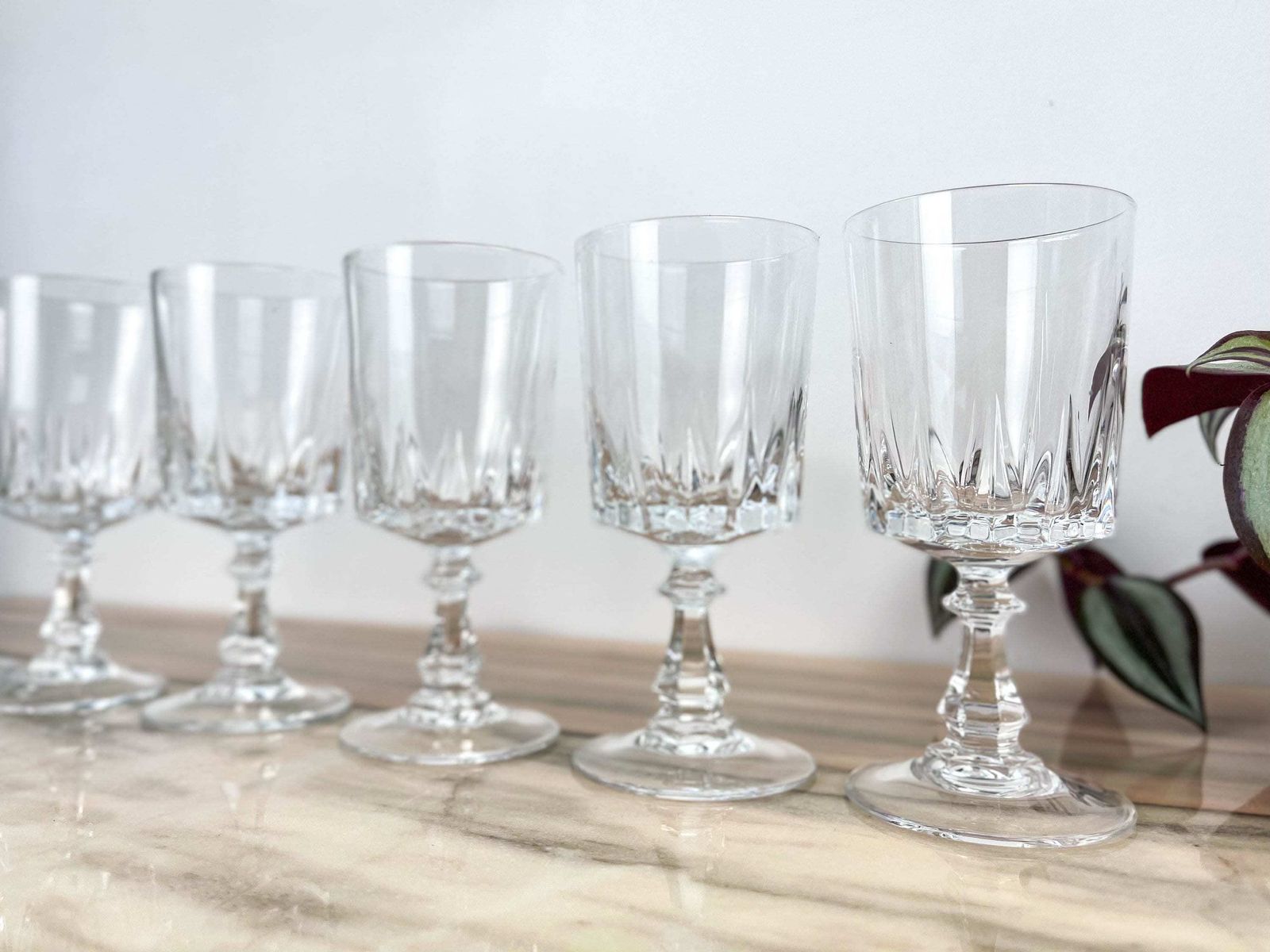 6 Cristal D'arques White Wine Glasses Louvre Model ~ Crystal Stemmed Glasses ~ Vintage Wine Glasses ~ Crystal Glasses ~ 20th Century photo for sale