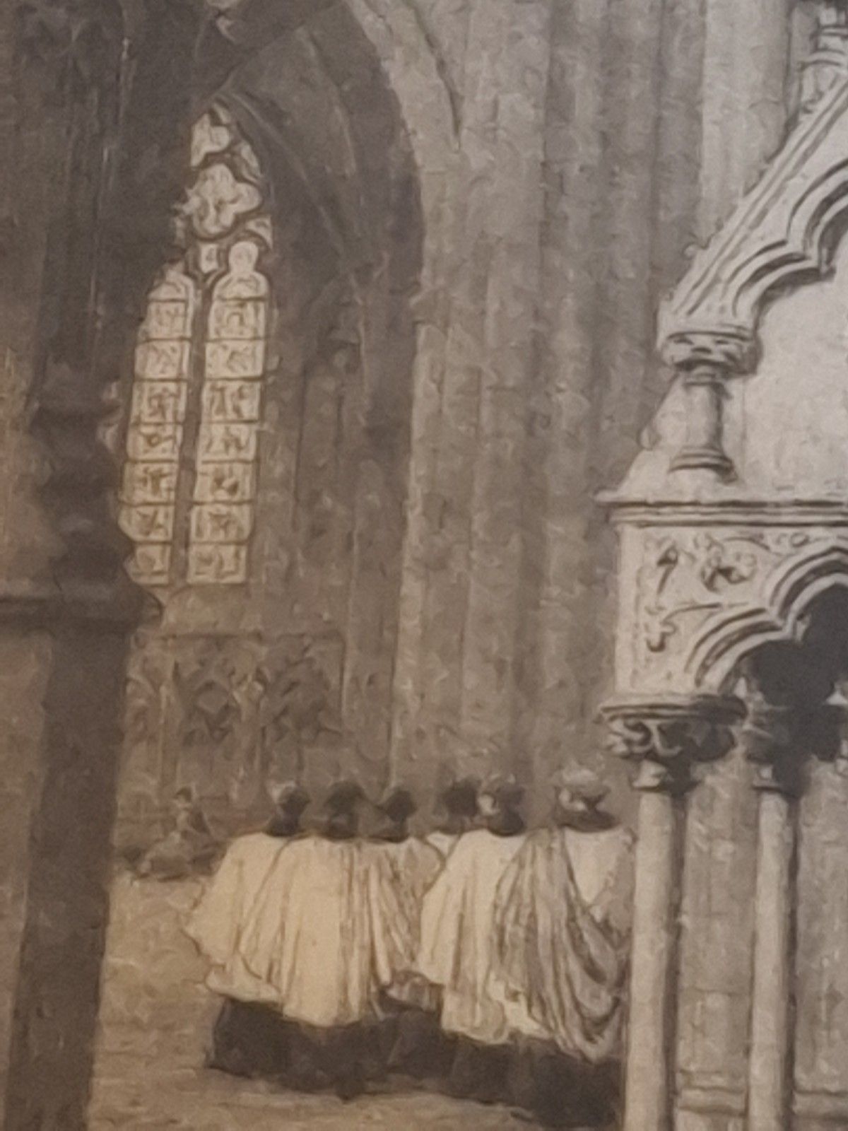 Antique Large  Axel Haig Etching Interior York Minster South Transept 1905 Rare photo vinterior