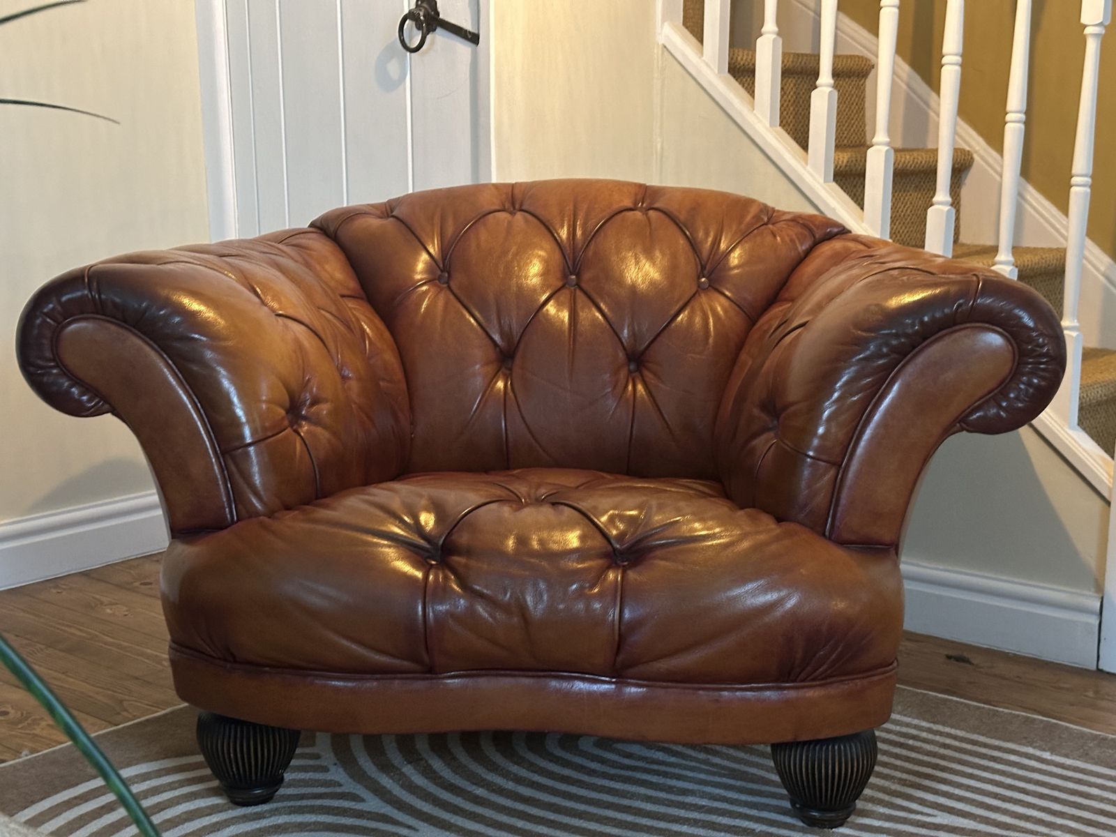 Tetrad Oskar Chesterfield Chair In Brown Buffalo Hide Leather Stunning photo for sale