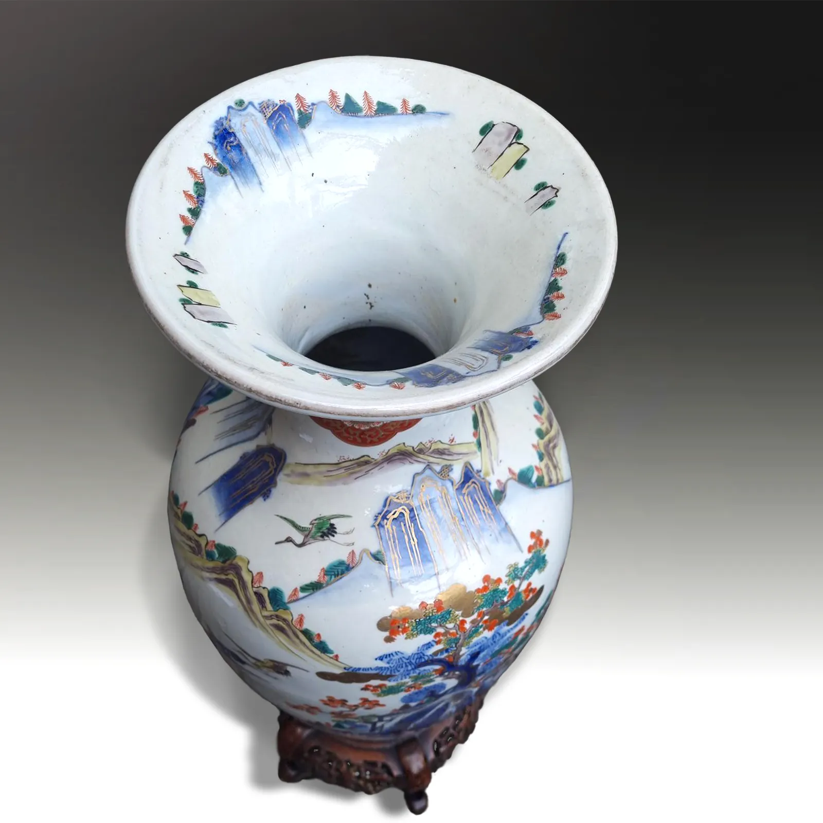 Japanese Edo Period Large Arita Vase Magnificent Quality. 72cm Tall With Stand photo vintage