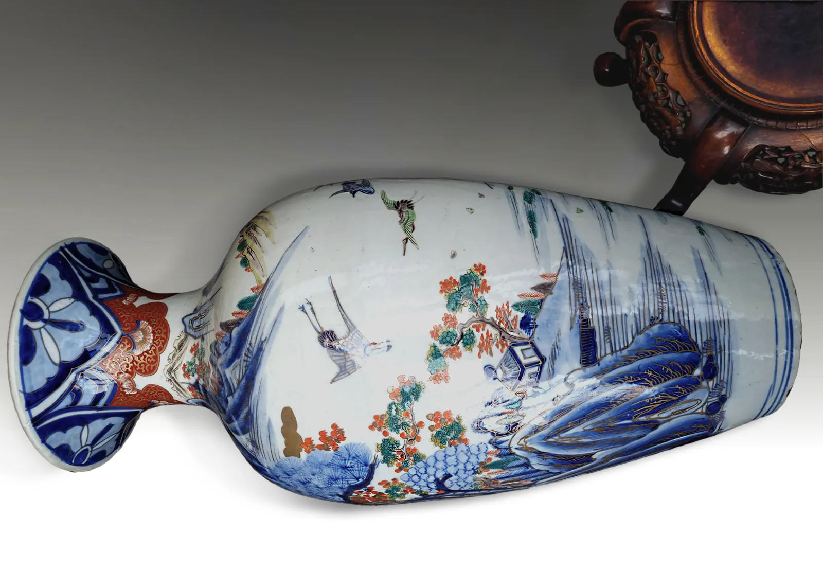 photo furniture Japanese Edo Period Large Arita Vase Magnificent Quality. 72cm Tall With Stand
