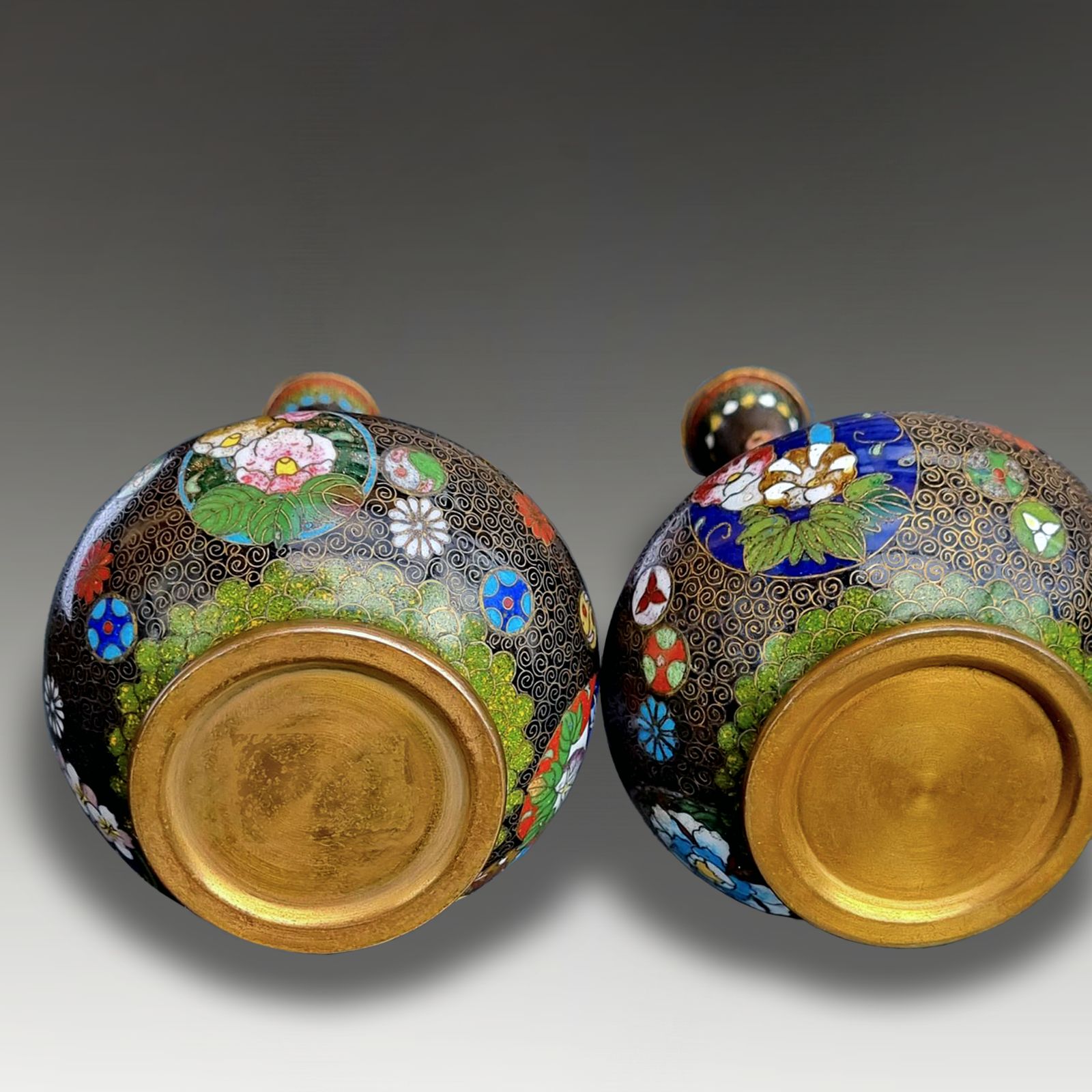 Japanese Cloisonne Pr Incense Vases Attrib. Takahara Komajiro  Meiji 19thc 12cm photo 308.0