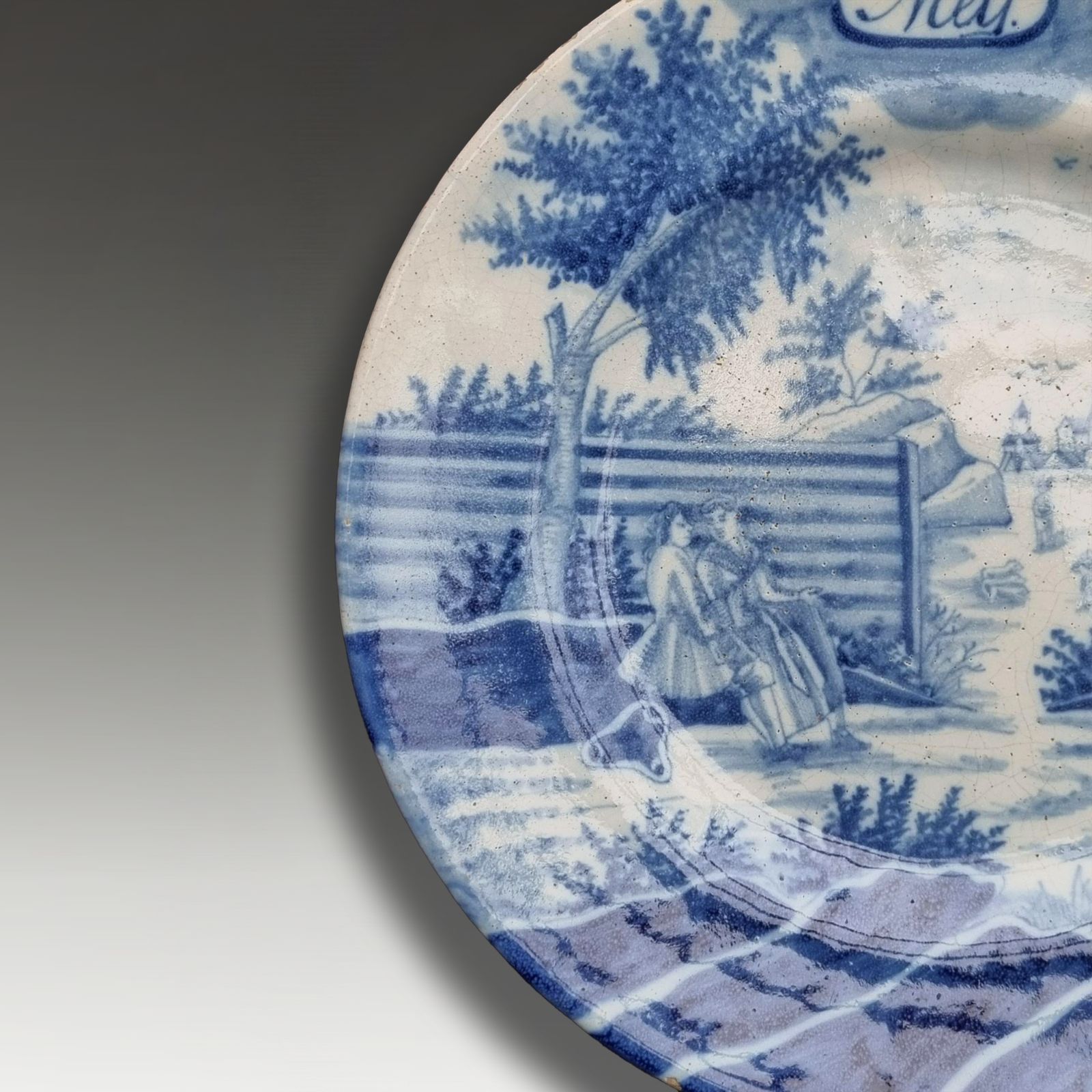Delft Dish "De Porceleyne Bijl" Circa 1770  Months Series "Meij" Superb  24cmd photo furniture