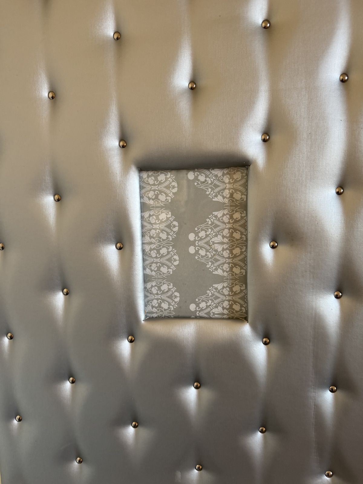 Large Scale Silver Faux Leather Padded And Studded Picture Frames