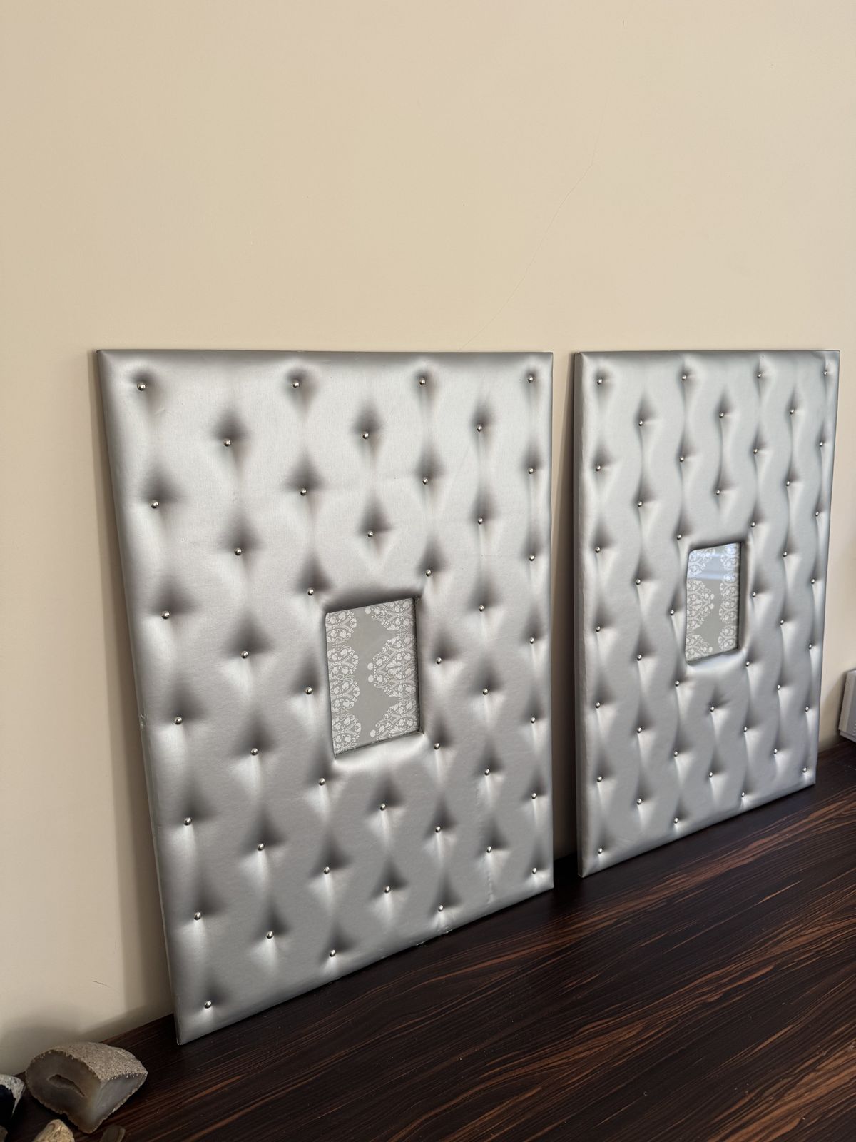 Large Scale Silver Faux Leather Padded And Studded Picture Frames photo 125.0
