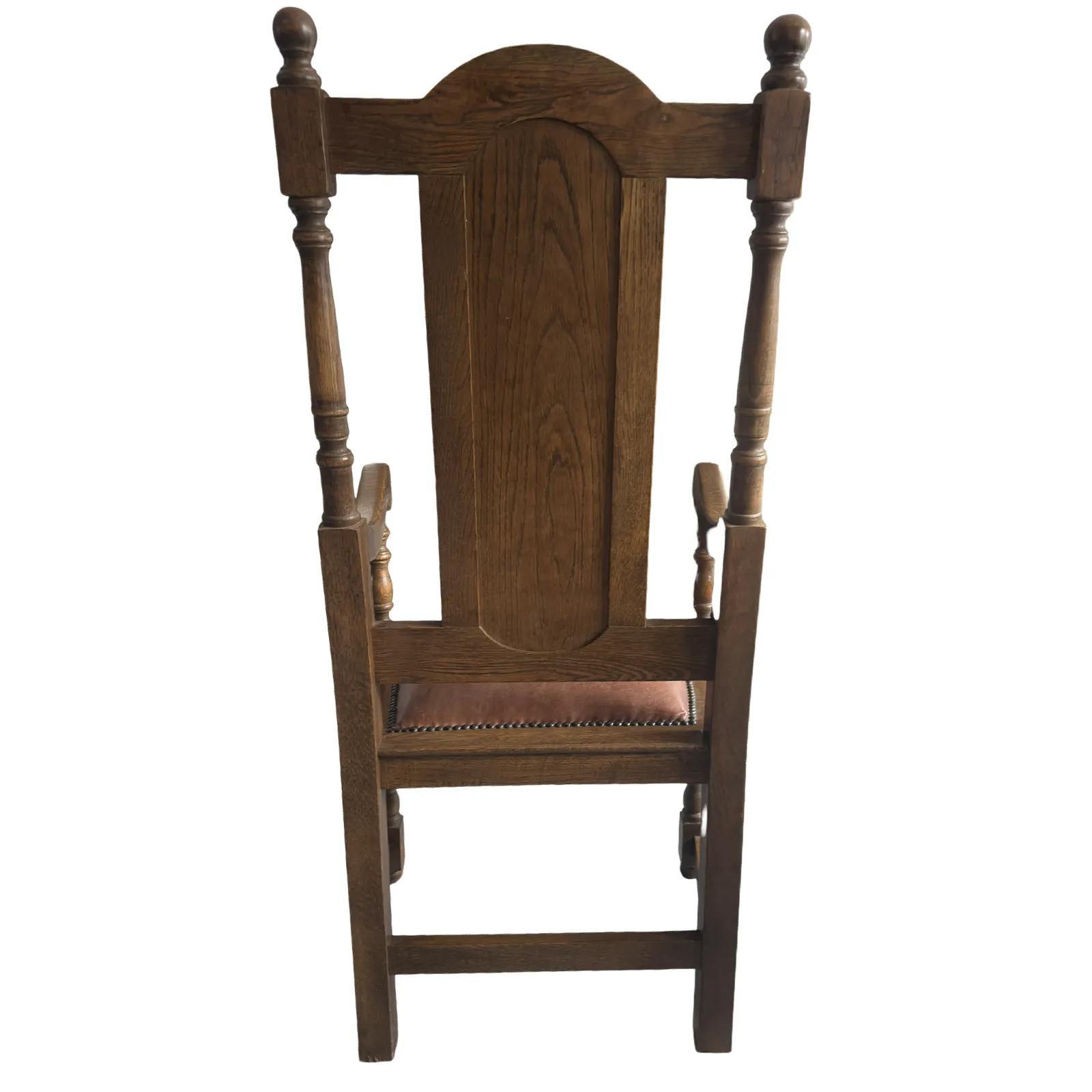 Set Of 2 Oak Panel Back Carver Dining Chair With Armrests Dark Brown Antique Style photo for sale