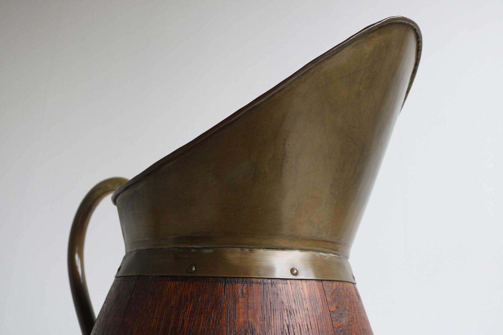Antiek Frans Koperen En Eikenhouten Kruik, Wijnkan / Paraplubak, 1900, Hal photo 804.0