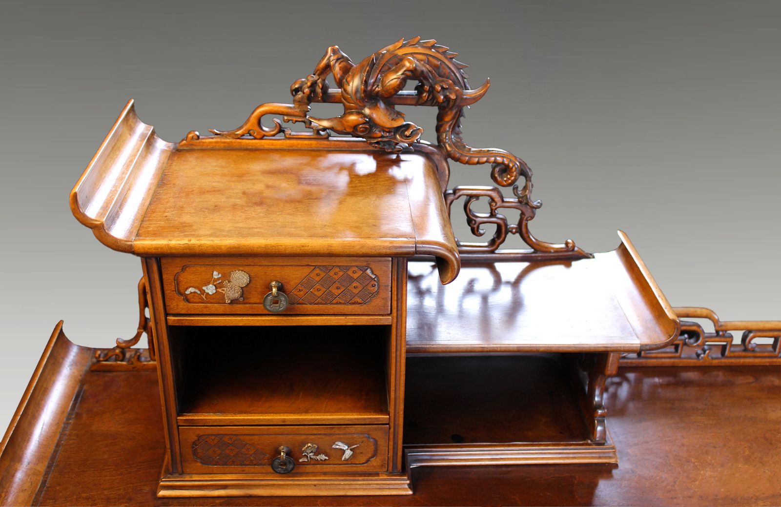Magnificent French Gabriel Viadot  Circa 1878  Aesthetic Movement Kneehole Desk photo for sale