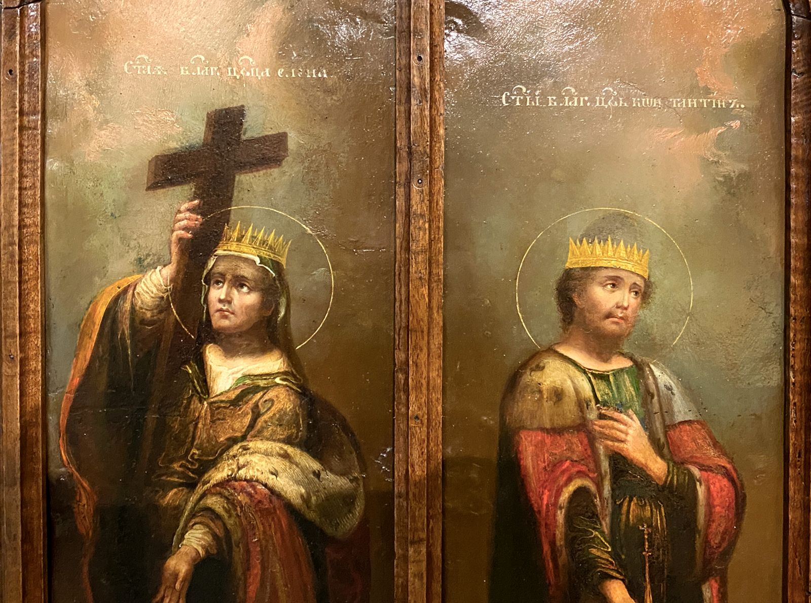 Rare Early Russian Icon Paintings On Copper Set In A Gothic Arts & Crafts Frame photo furniture