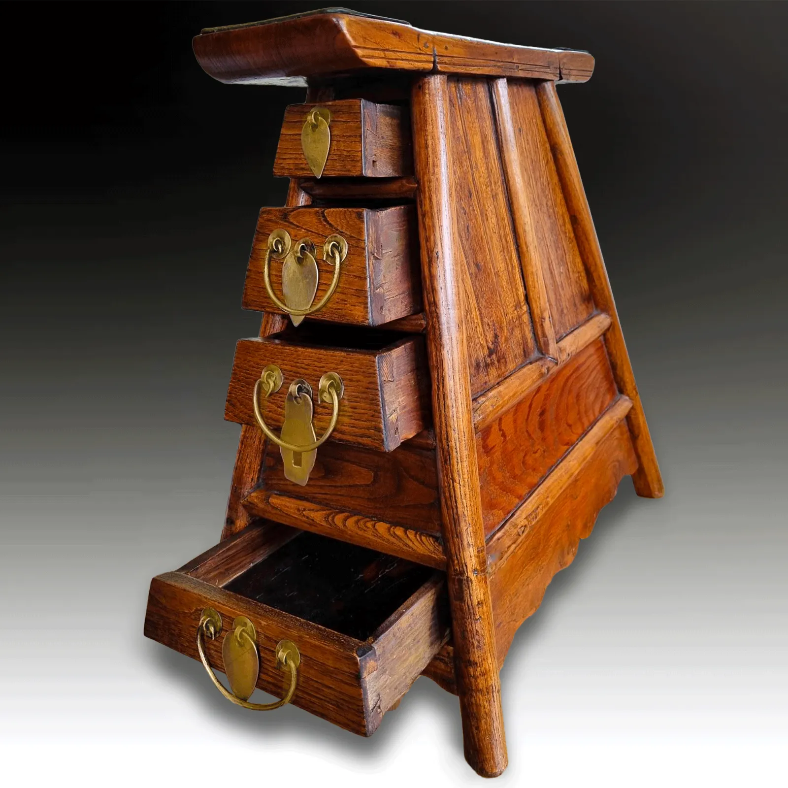 Antique Chinese Barbers Stool In Elm & Brass  Rare  Circa 1820 Superb Condition photo Furniture