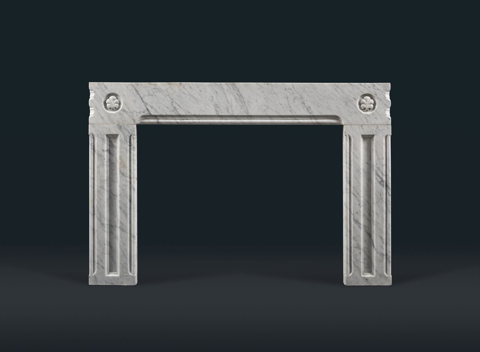 Antique Nineteenth Century Carrara Marble Fireplace Surround