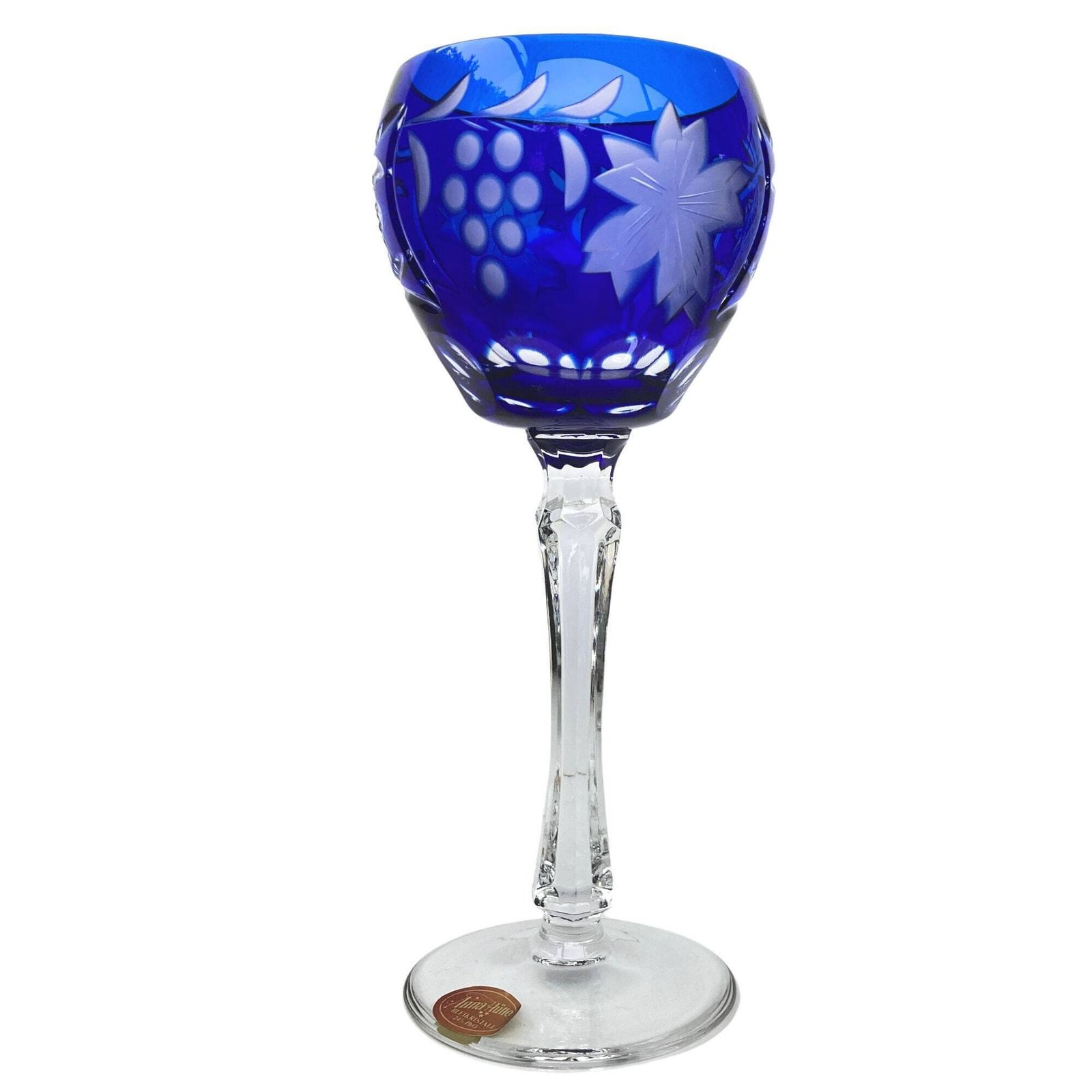 Vintage Kristallen Wijnglazen | 6 Stuks | Duits Overlay Kristal | Druivenpatroon photo 357.0