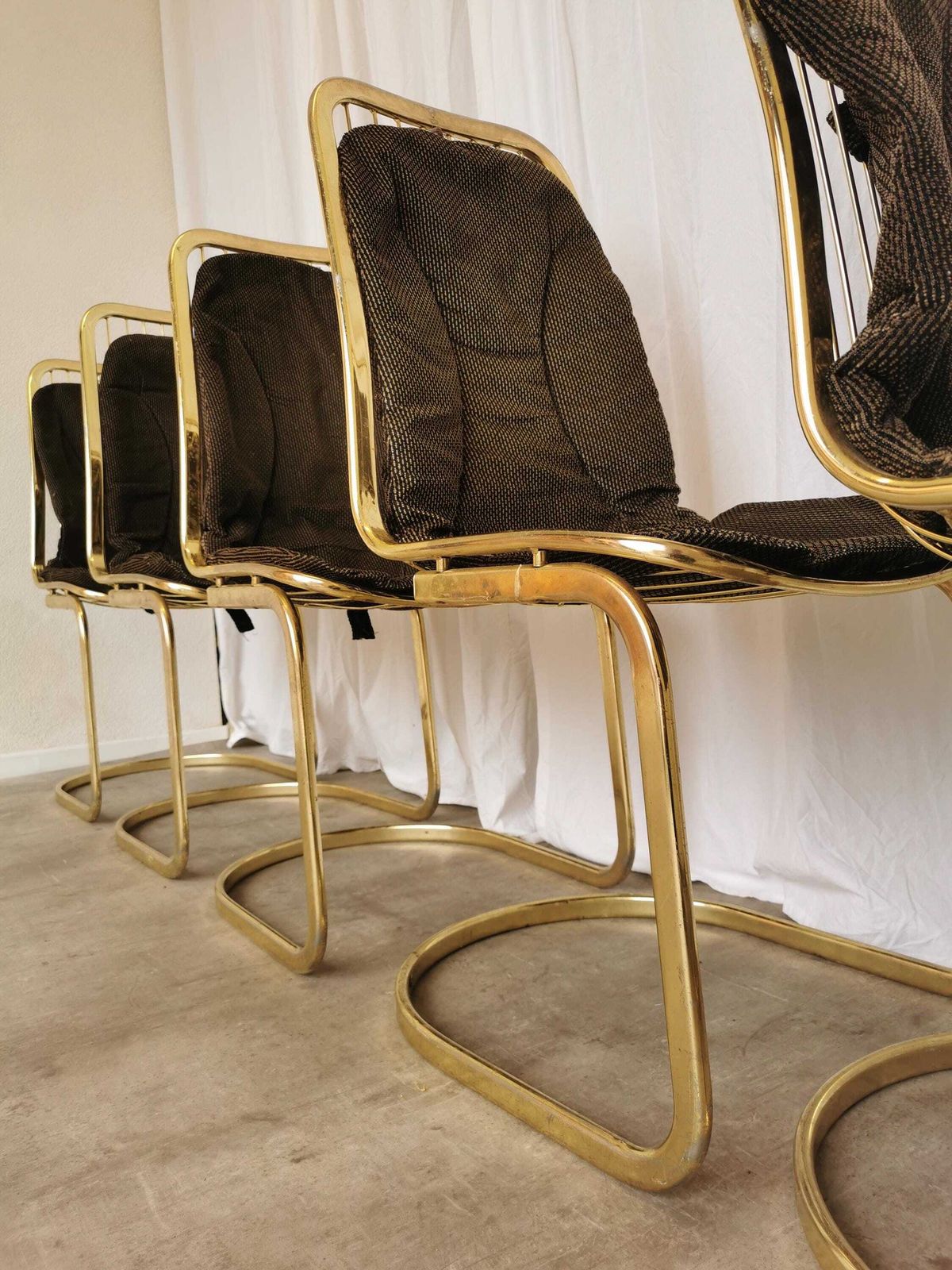 Vintage Gold Chrome Dining Chair: Italiay (Set Of 6) photo Furniture