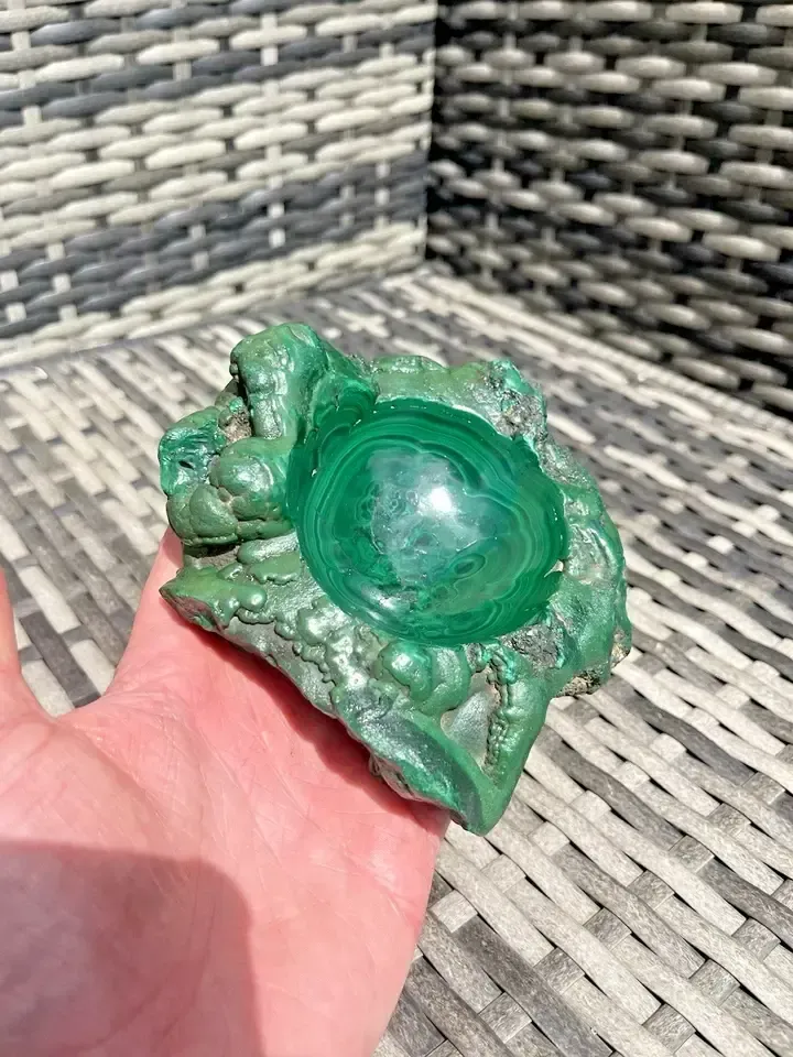 985g Antique Malachite Crystal Mineral Ashtray Geode Trinket Dish Congo Vintage photo 110.0