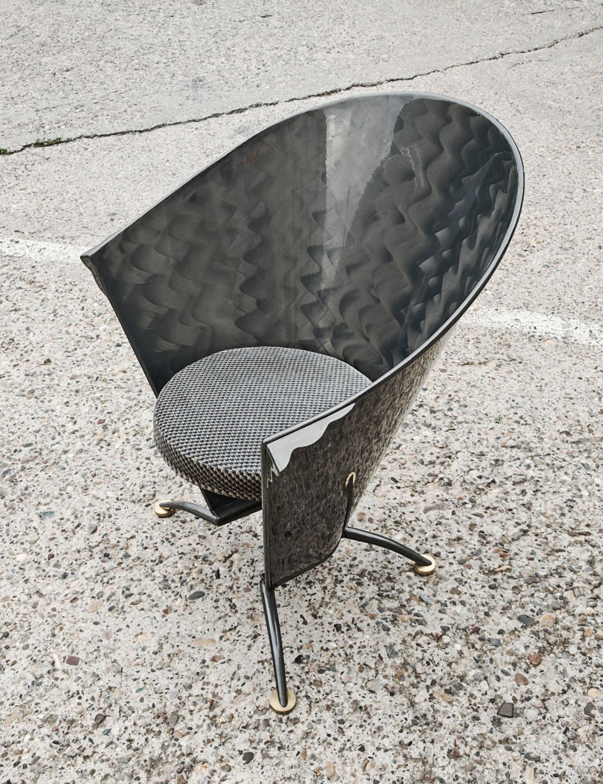 3800.0 Postmodern Sculptural Armchairs In Shape Of Cones In Steel By Steel Line, 1980s photo
