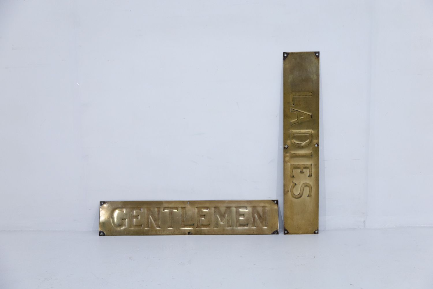 Pair Of Large Early 20th Century Brass Ladies & Gentlemen Signs