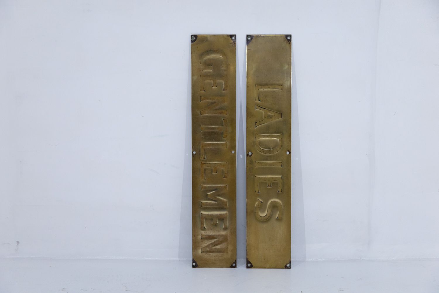 Pair Of Large Early 20th Century Brass Ladies & Gentlemen Signs photo for sale
