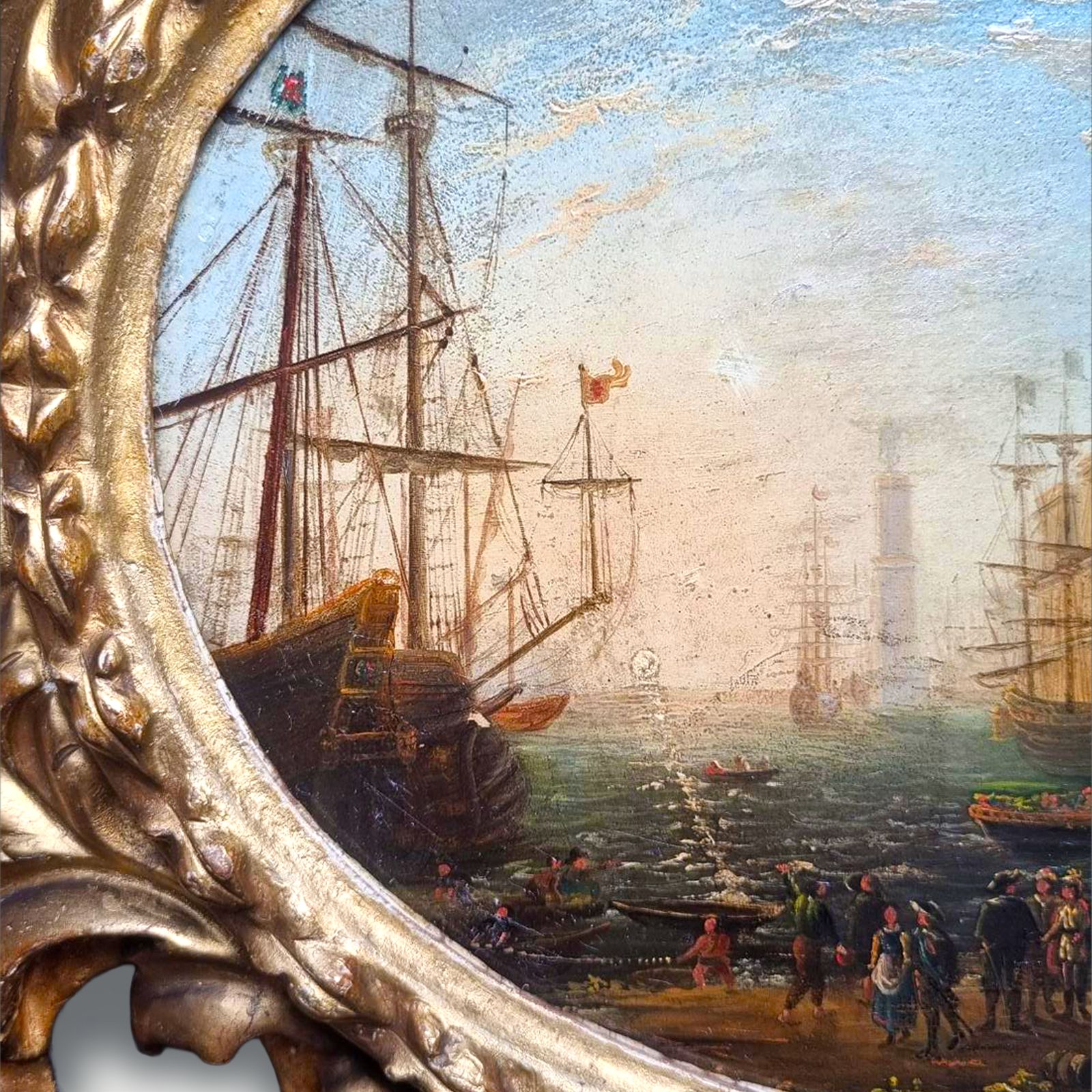 Circle Of Claude Lorrain (1600 1682) Habour Scene  Oil On Board photo furniture