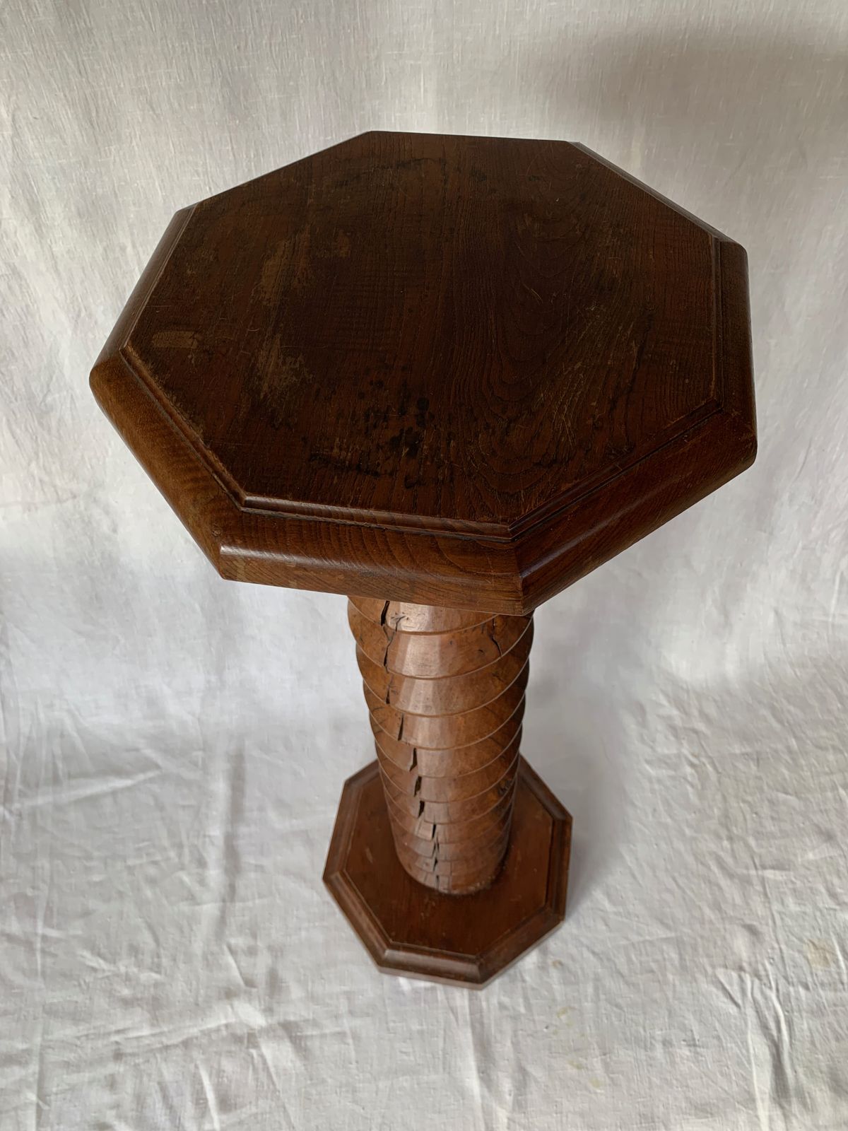 French 19th Century Wine Press Screw Pedestal Octogonal Support Plant Holder photo furniture