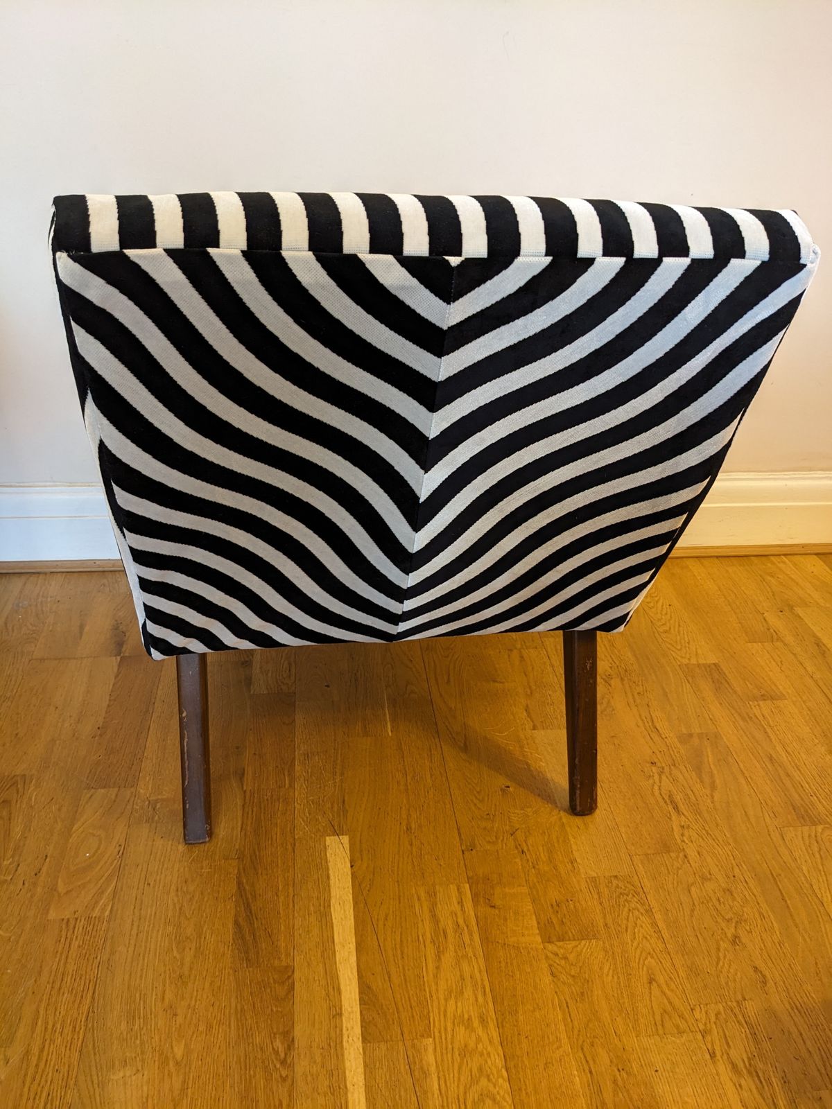 Mid Century Lounge Chair, Upholstered In Christian Lacroix Monochrome Fabric