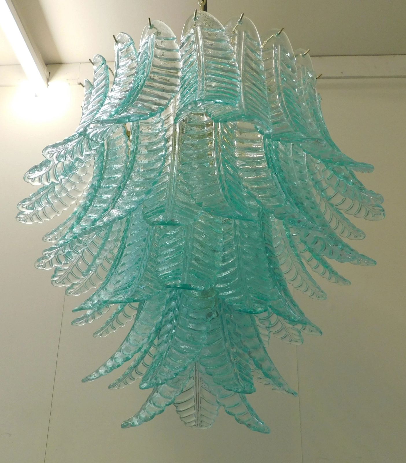 Aquamarine Murano Fern Chandelier photo for sale