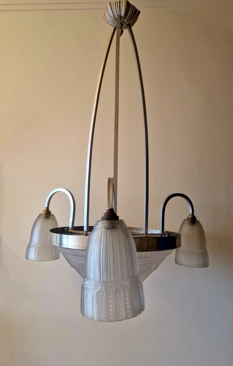 Art Deco Chandelier   Muller Frères. French 1930s