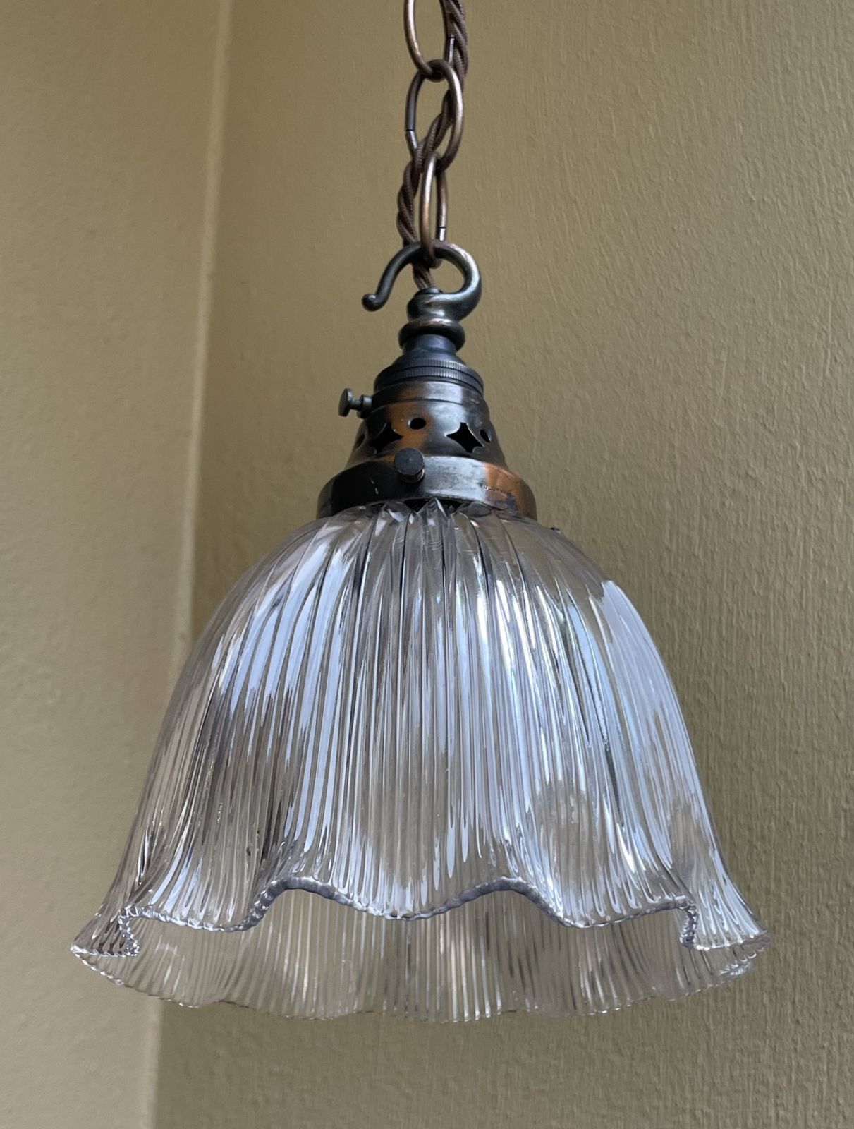 Large Edwardian Holophane Light Pendant photo for sale
