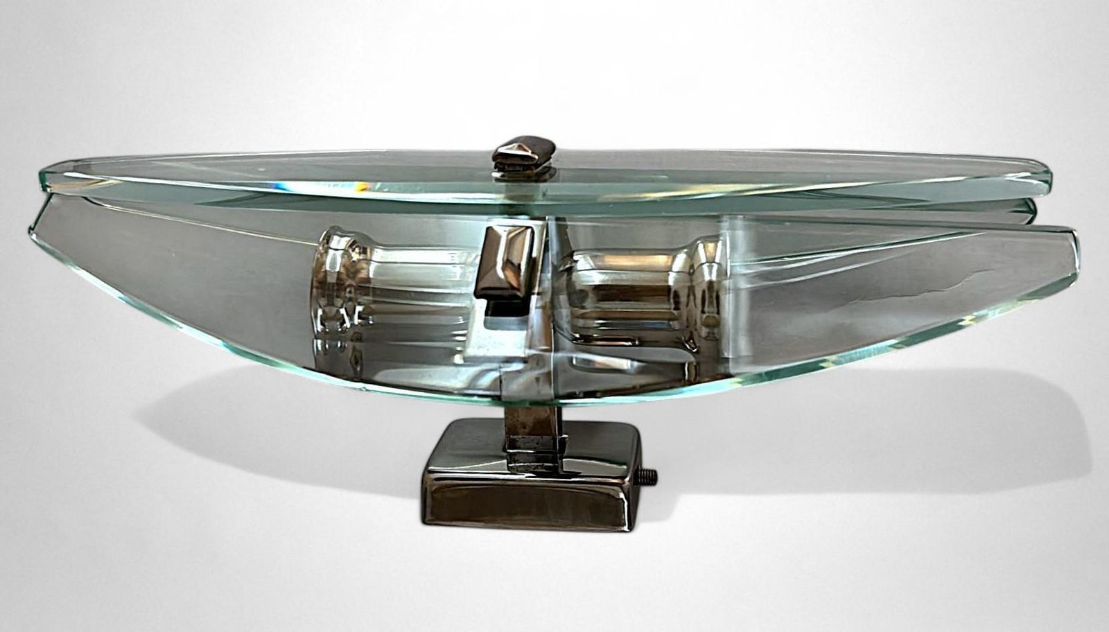 photo furniture Italian Pair Of Wall Sconces Space Age Style Metal And Tempered Crystal