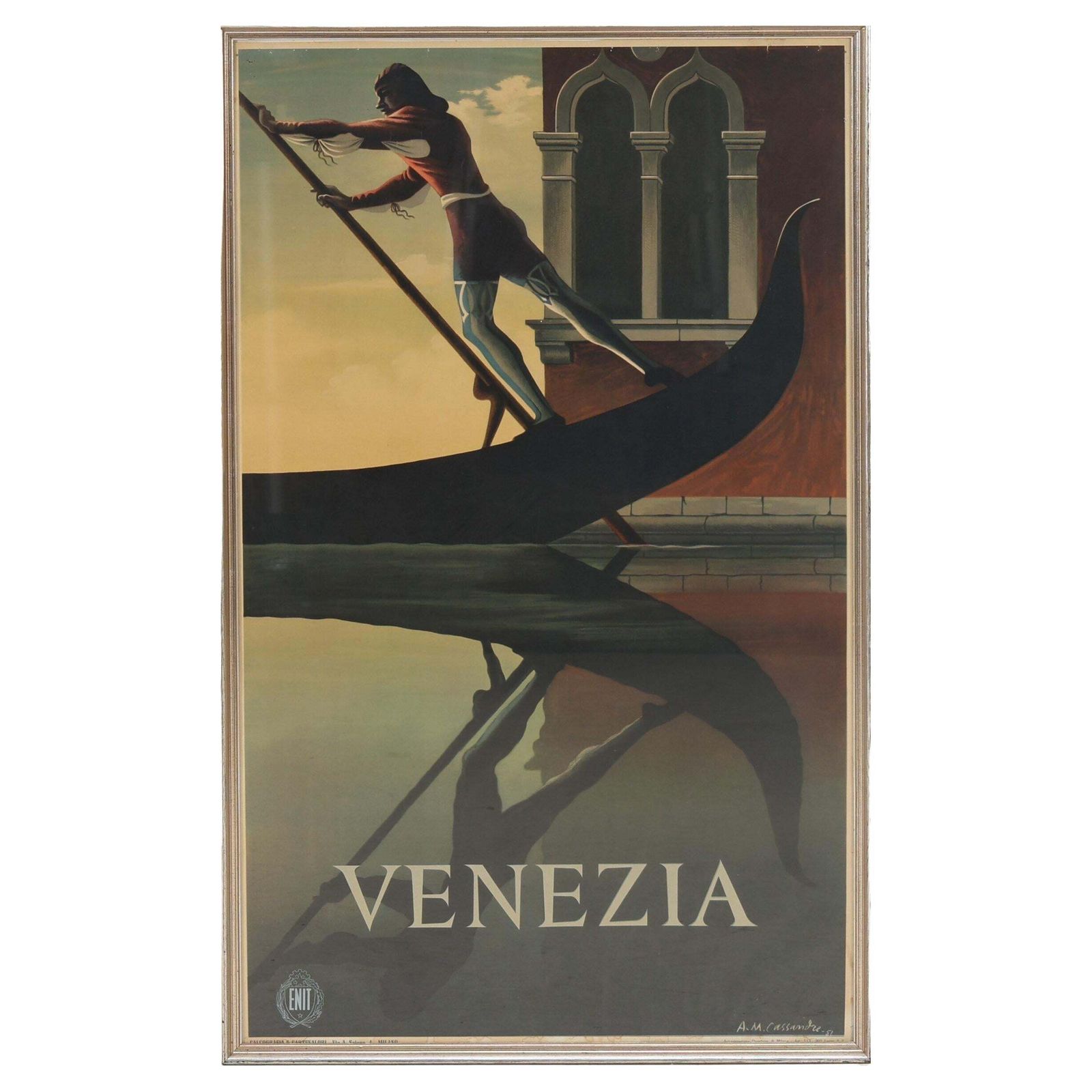 Original Rare Venice Gondola Travel Poster By Adolphe Jean Marie Cassandre photo furniture