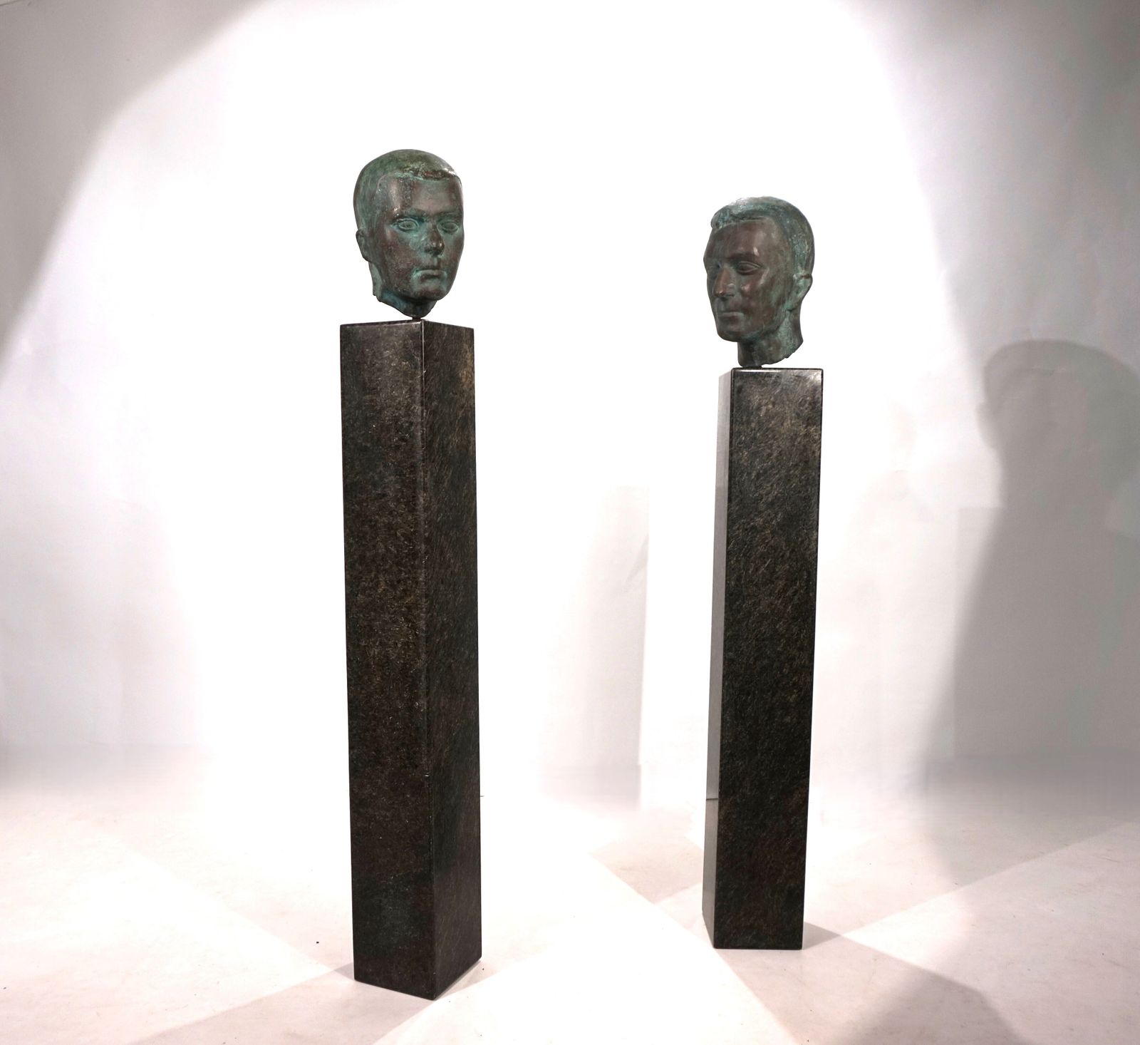 Set Of Two Bronze Busts On Granite Steles By A Student Of Georg Kolbe, 1925 photo for sale
