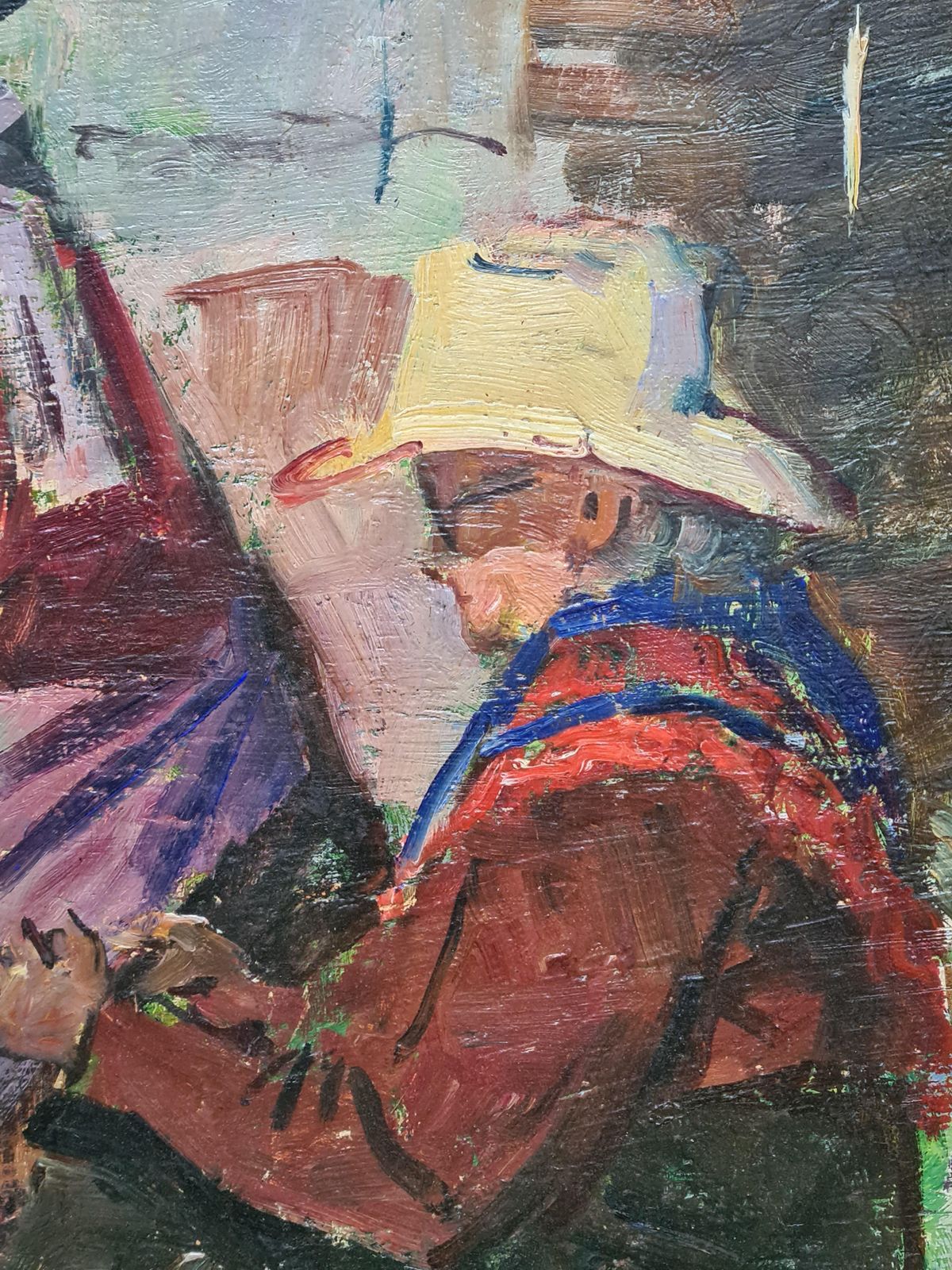 Nguyen Van Binh Cirlot Mending The Fish Nets, Post Impressionist Marine Scene, Les Remailleures photo Art