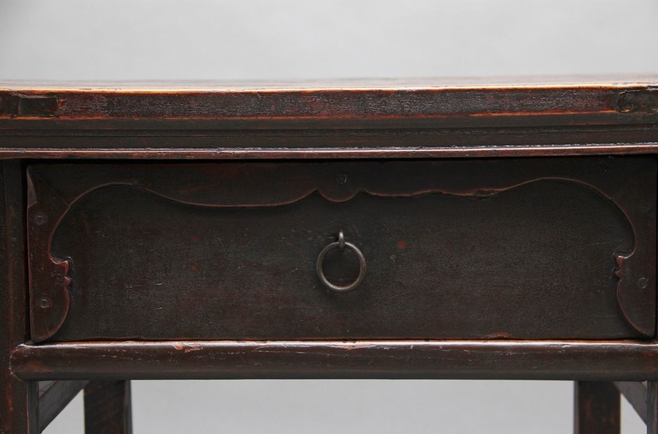 19th Century Chinese Elm Side Table photo vintage