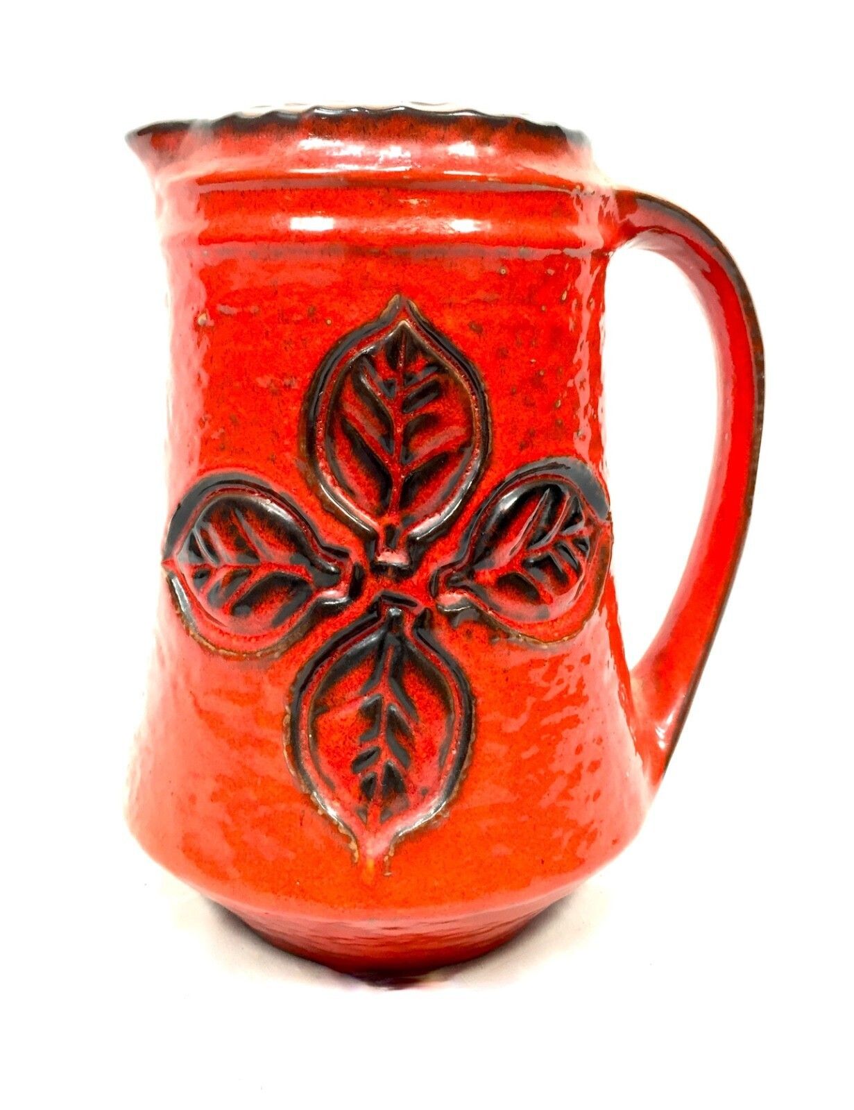 Vintage West German Pottery Fat Jug Vase Carstens Factory / Red / Retro 1970s