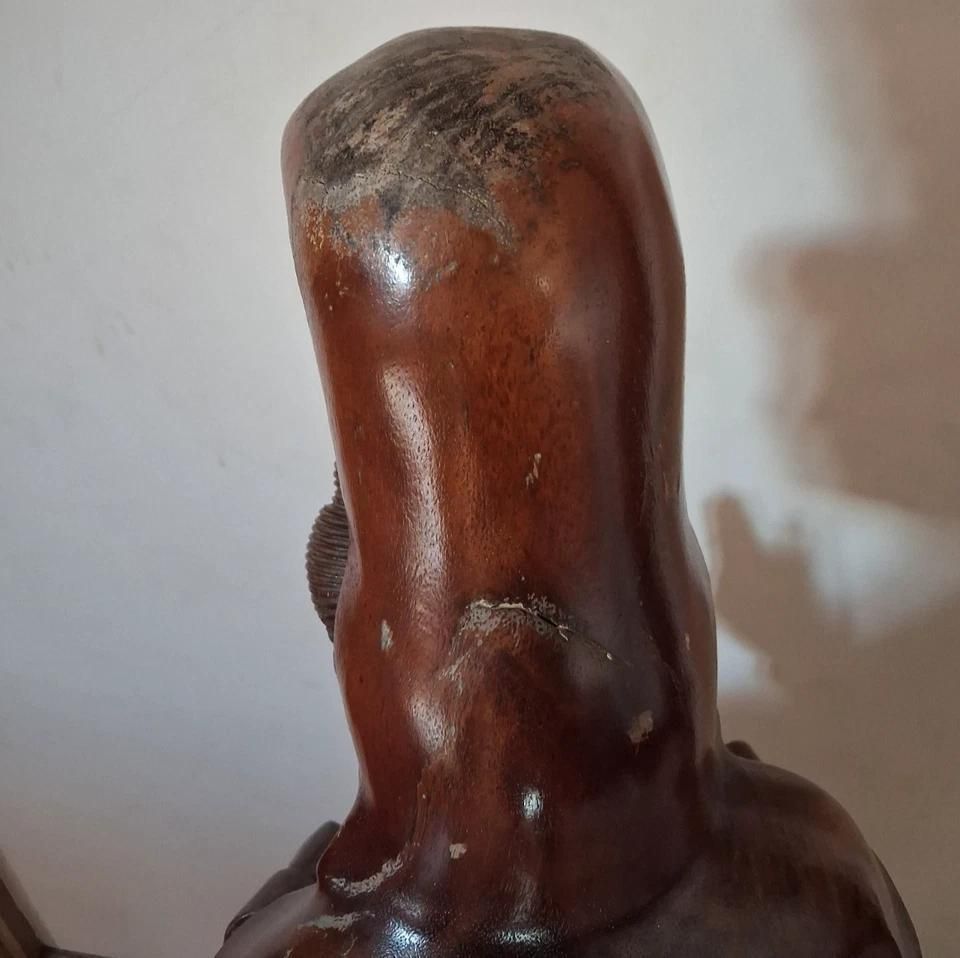 Antique Large Wood Carved Guan Yin Buddha Statue 102cm Height photo vintage