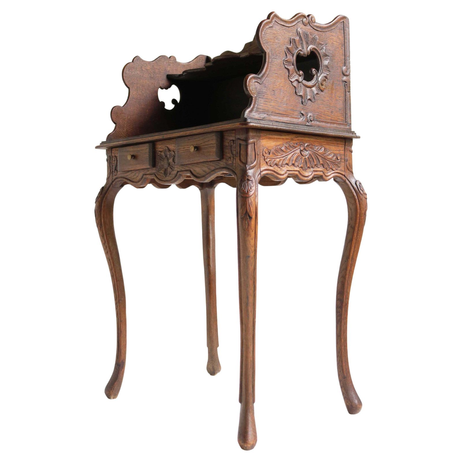 Antiek Frans Landelijk Gesneden Eiken Nachtkastje – Louis XV Stijl, Ca. 1900
