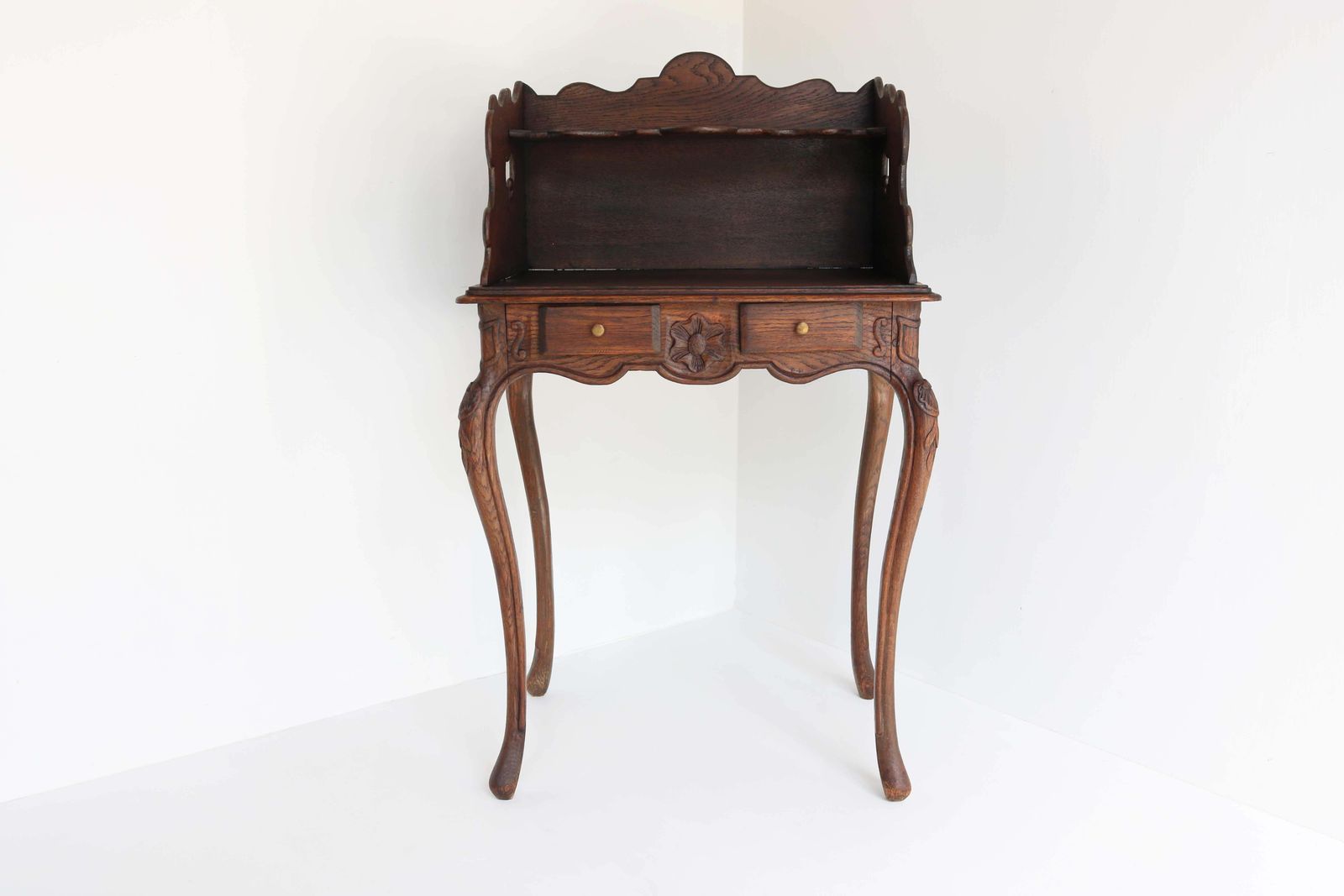 Antique Country French Carved Oak Bedside Table Nightstand Louis XV Style 1900 photo for sale