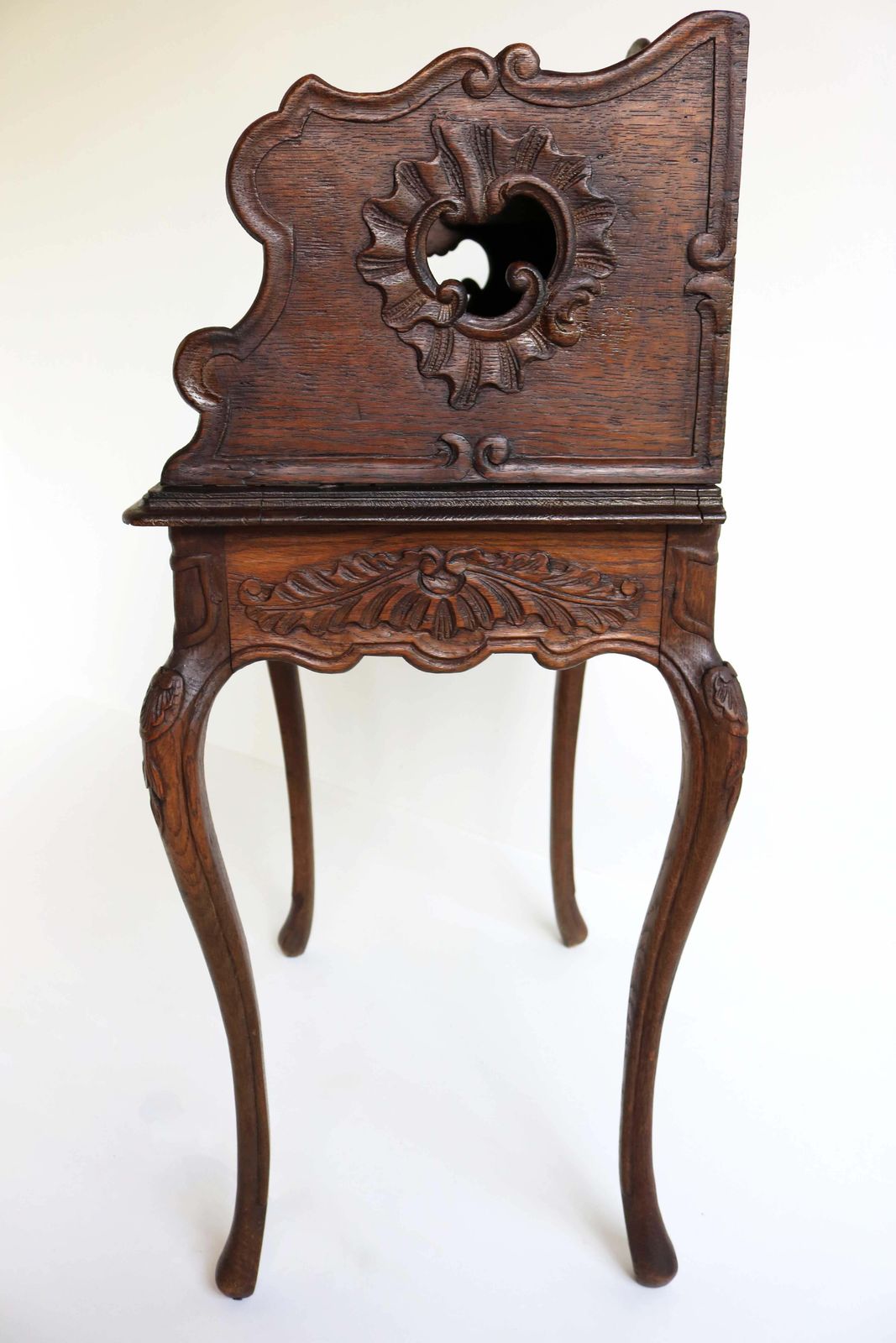 Furniture Antique Country French Carved Oak Bedside Table Nightstand Louis XV Style 1900 photo