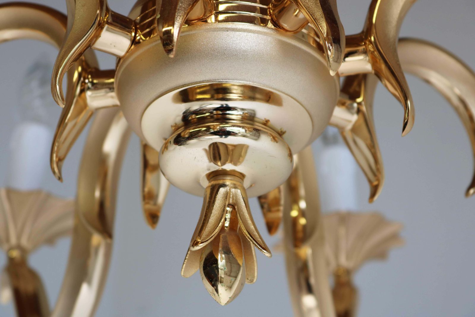 photo furniture French Couple / Set Golden Chandeliers Hollywood Regency Style Metal/ Brass 1970