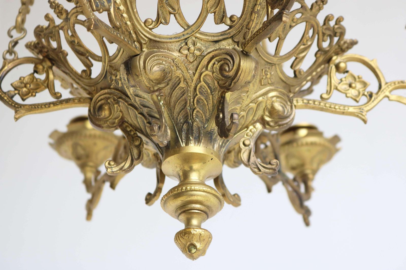 God Lamp / Church Chandelier Brass Early 20th Century Sanctuary Lamp Art Nouveau photo buy