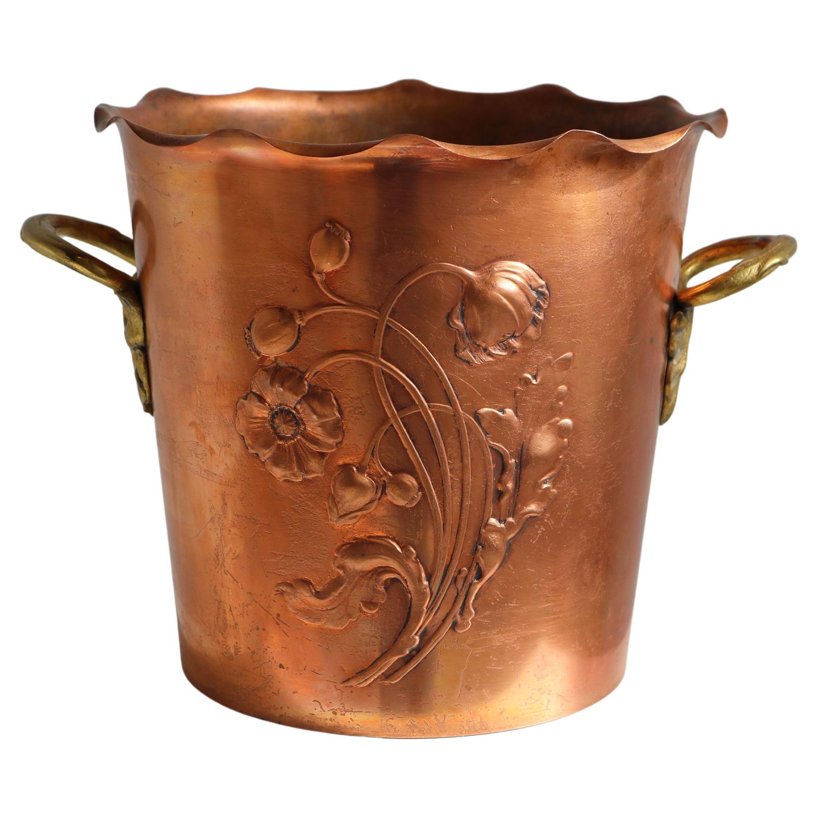 Antique Wmf Art Nouveau Wine Cooler Champagne Holder Ice Bucket Copper Brass 20s