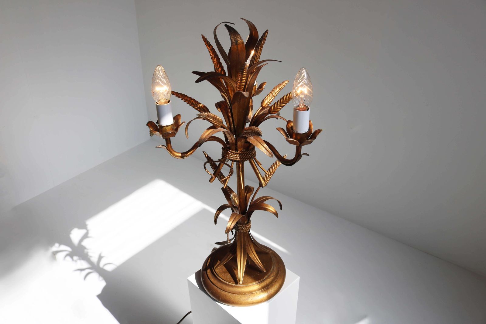 Gilt ‘Sheaf Of Wheat’ Table Light, Florentine Table Lamp By Hans Kögl, 1960s photo buy