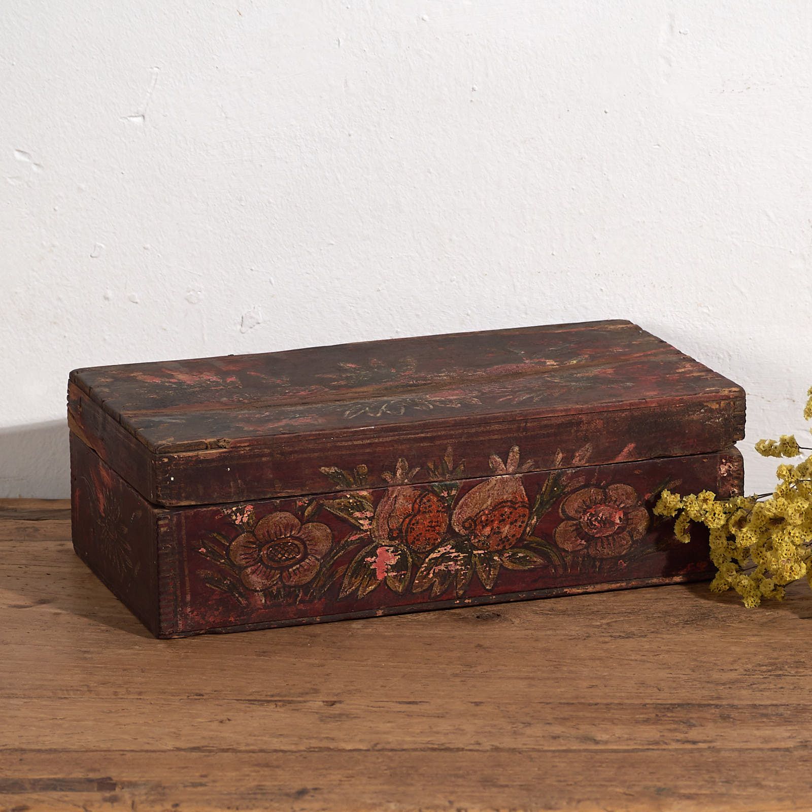 Antique Chinese Box With Decoration Of Pomegranates And Flowers (C.1900) #7