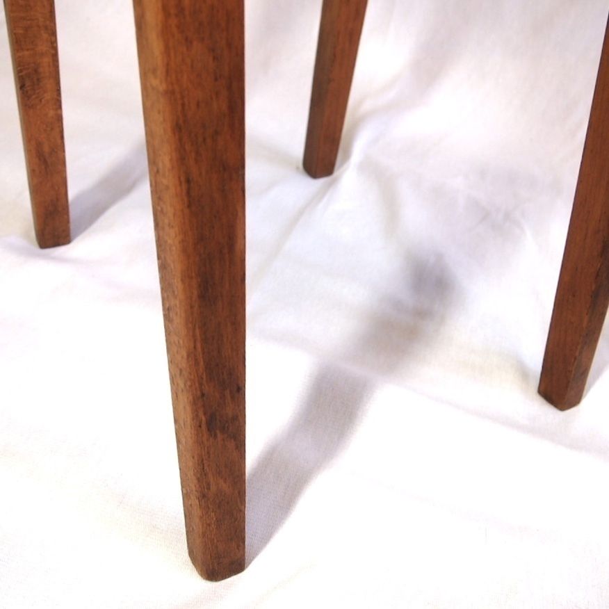 photo vinterior Children’s Stool. 1950’s Classic Square Stool With A Drop In Seat And Back Rest. Modern Green Funky Upholstery.