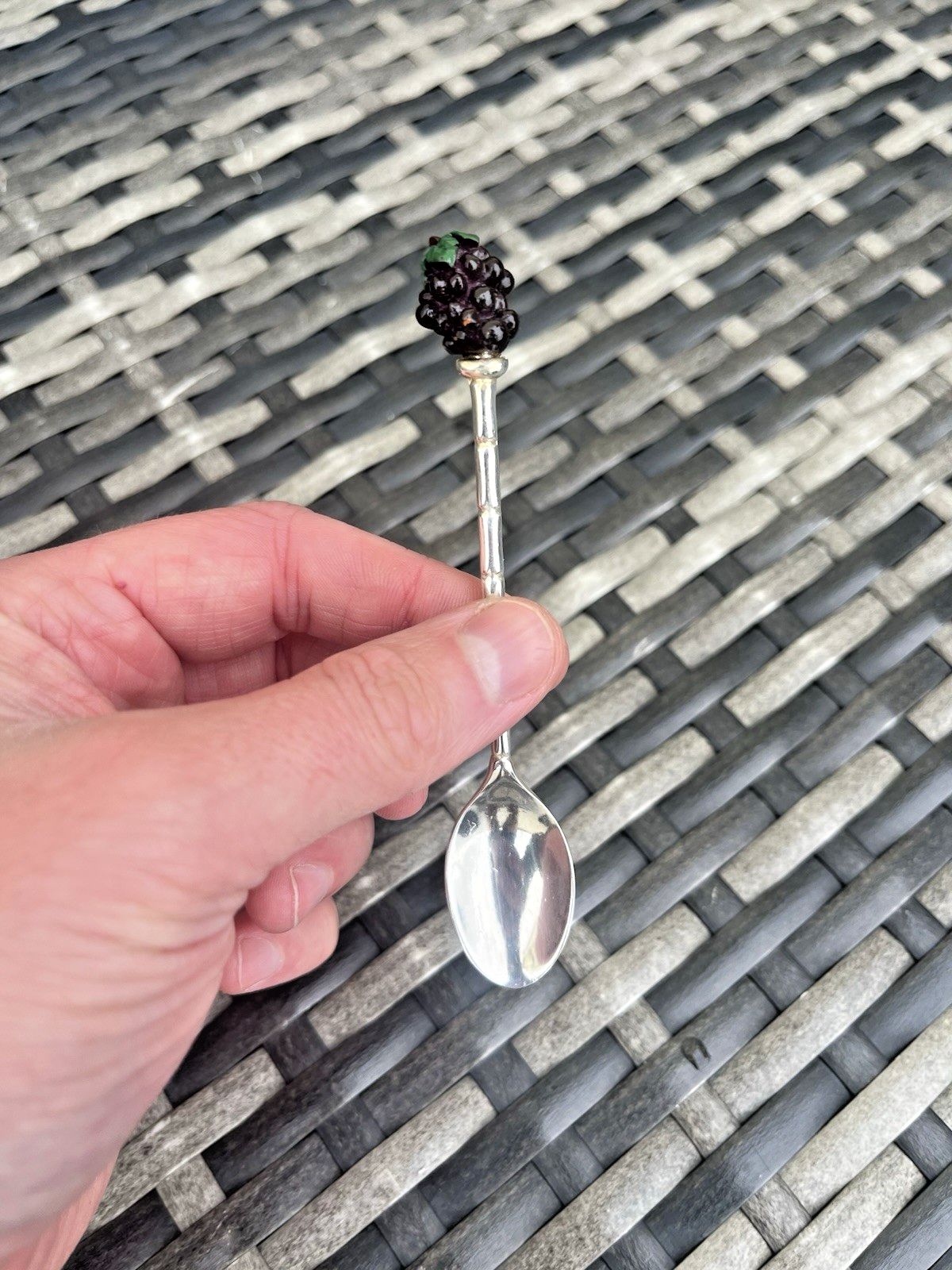 Set Of 6 Vintage Preserve Spoons Jam Serving Teaspoons Fruit Finial Italian 70's photo buy