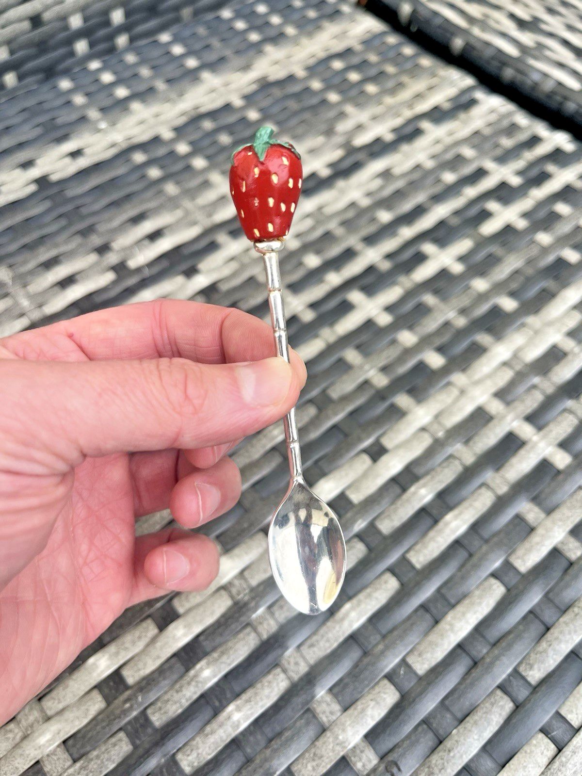 photo furniture Set Of 6 Vintage Preserve Spoons Jam Serving Teaspoons Fruit Finial Italian 70's