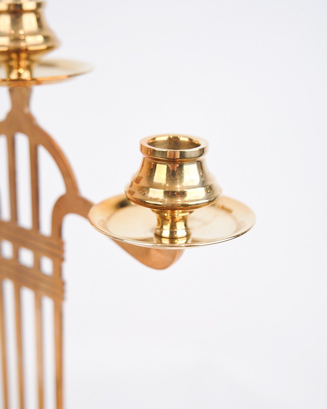 Set Of Two Tall Three Armed Candlesticks   Brass   Art Nouveau Style   1920s photo Home Decor