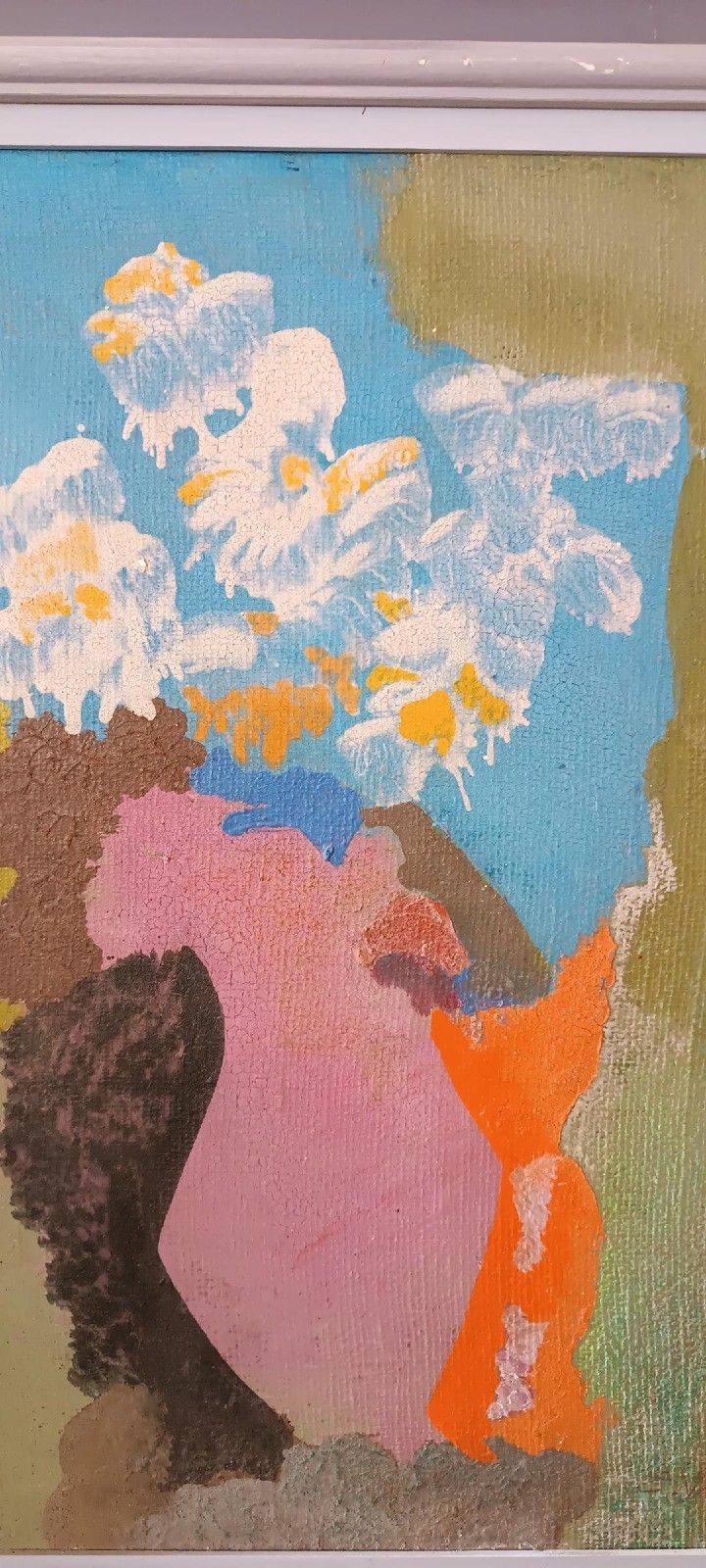 Still Life Painting Vase With Flowers  F Dated 1972 Signed  Oil On Board photo vinterior