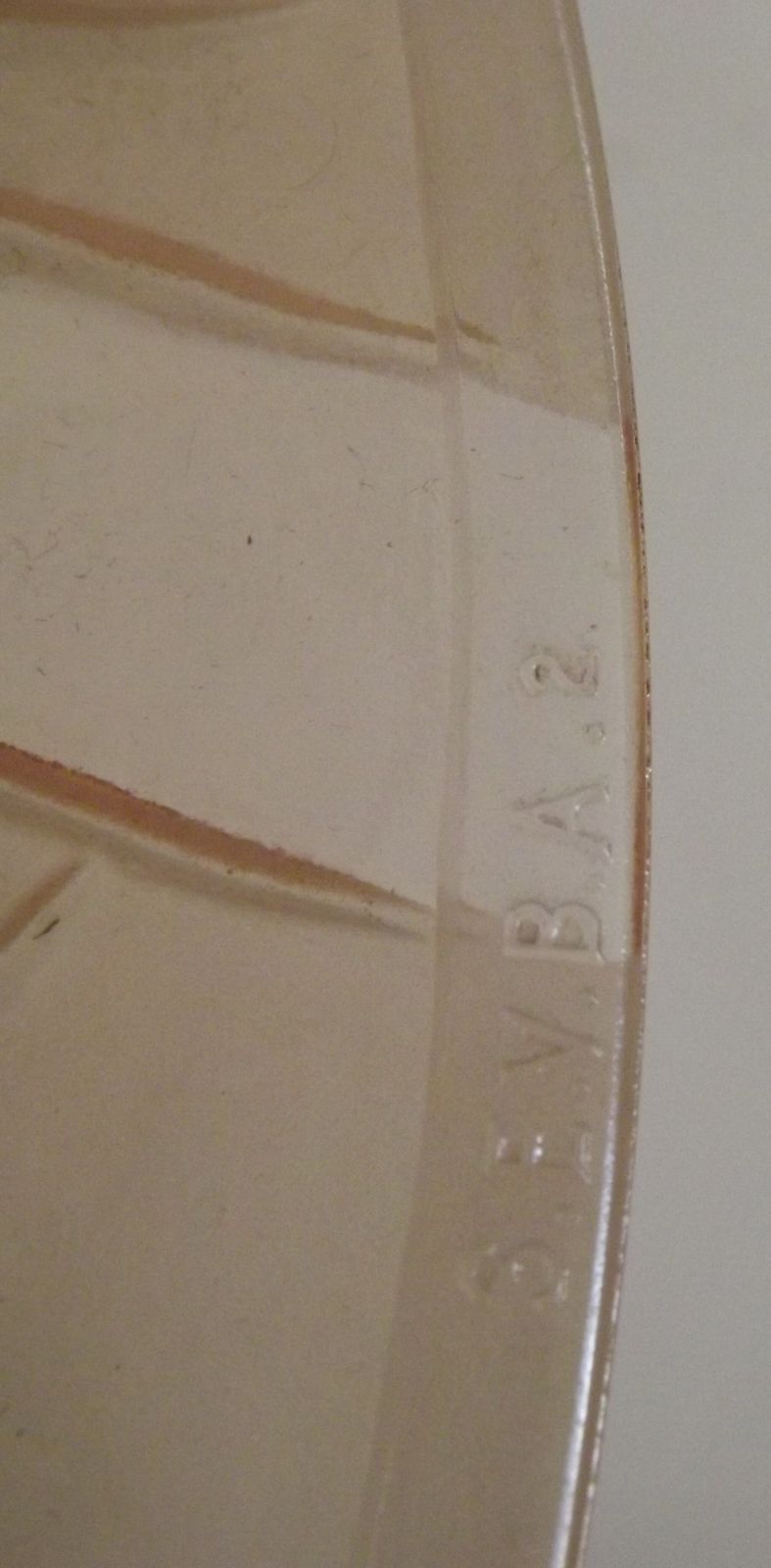 French Art Deco Stamped S.E.V.B.A Pink Glass Platformer With Floral Design photo vintage